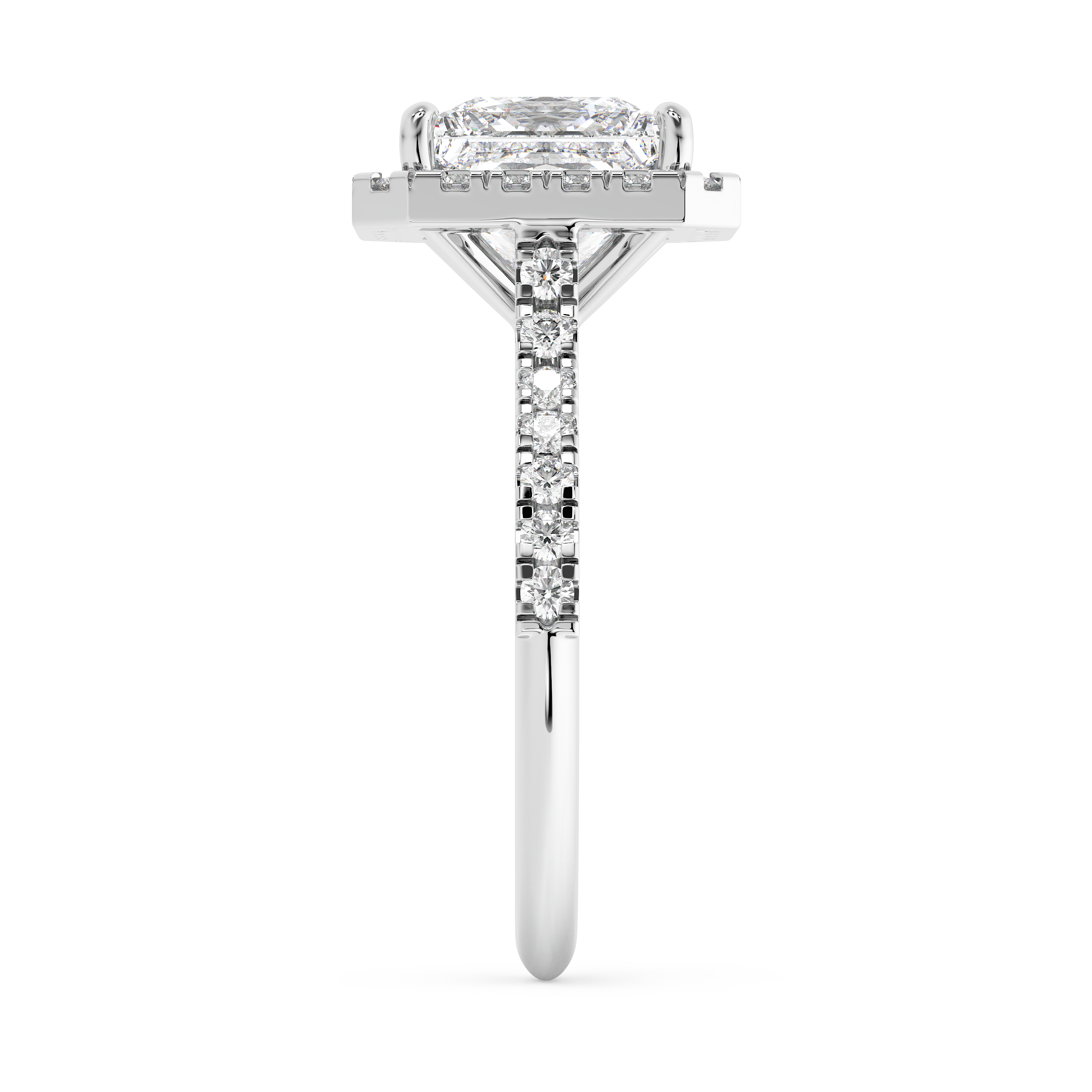 Princess Halo & Pave Cathedral Lab Grown Diamond Engagement Ring