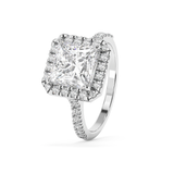 Princess Halo & Pave Cathedral Lab Grown Diamond Engagement Ring