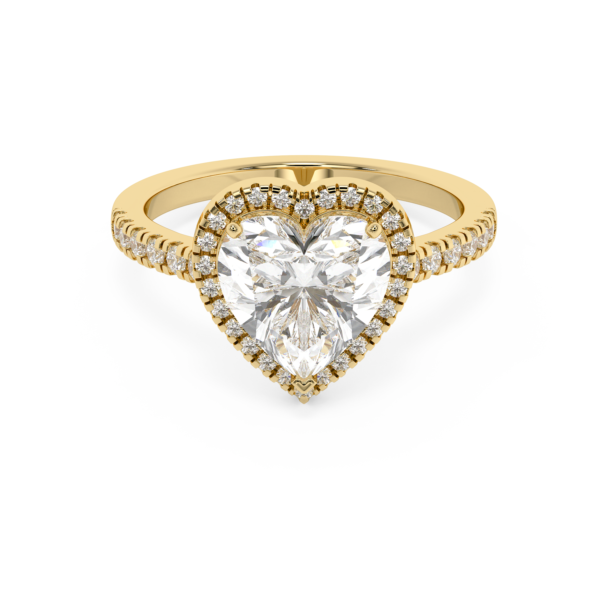 Heart Halo & Pave Cathedral Lab Grown Diamond Engagement Ring