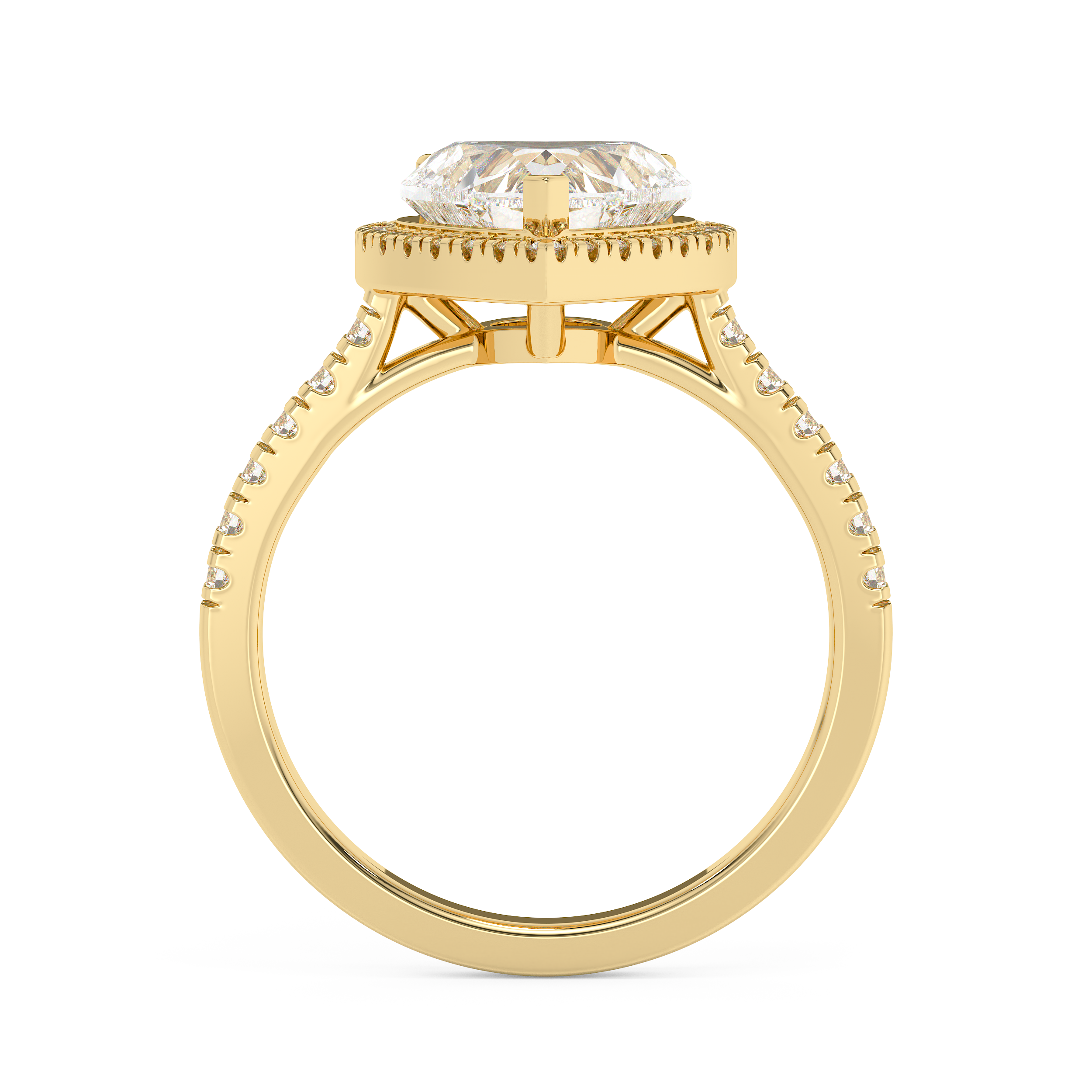 Heart Halo & Pave Cathedral Lab Grown Diamond Engagement Ring