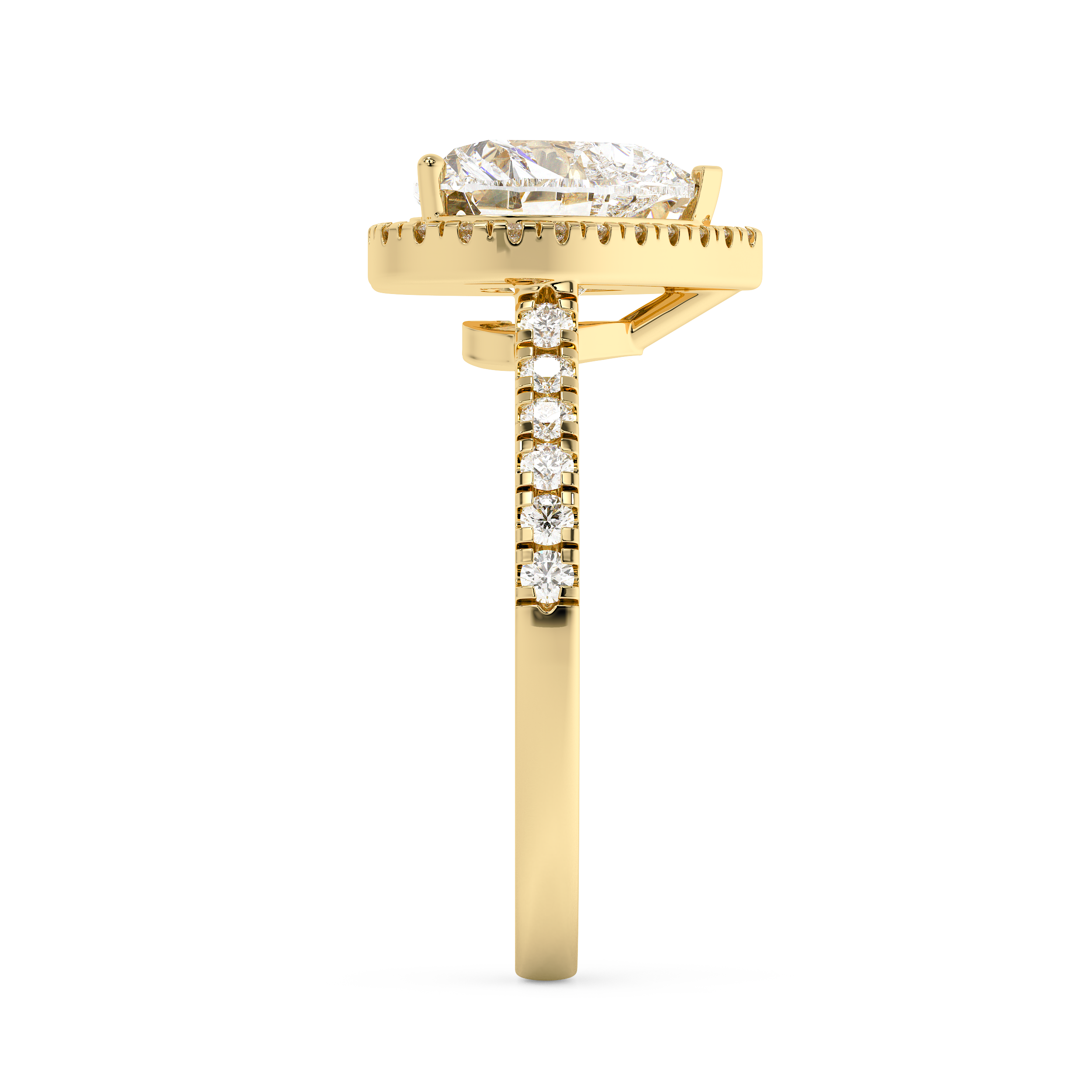 Heart Halo & Pave Cathedral Lab Grown Diamond Engagement Ring
