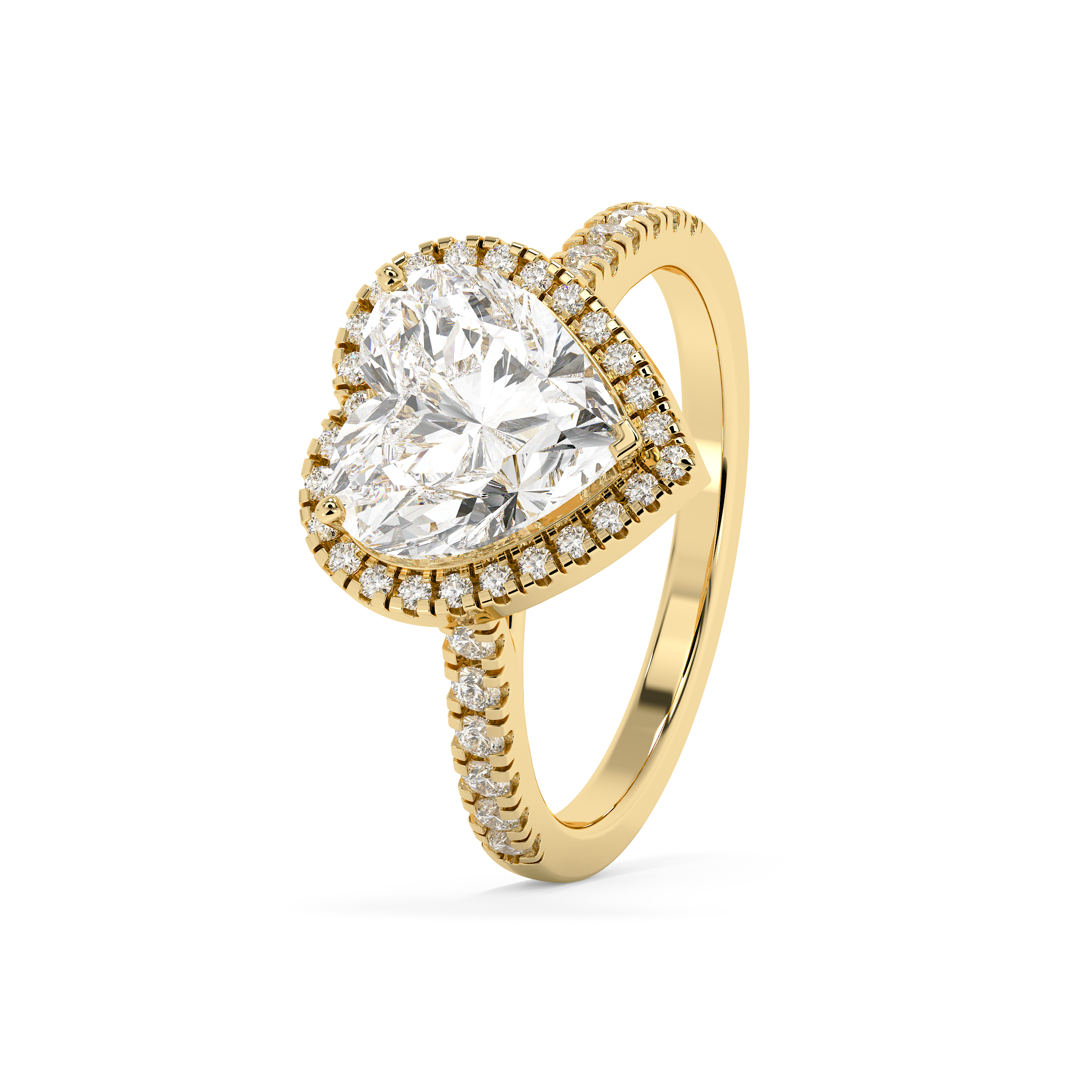 Heart Halo & Pave Cathedral Lab Grown Diamond Engagement Ring
