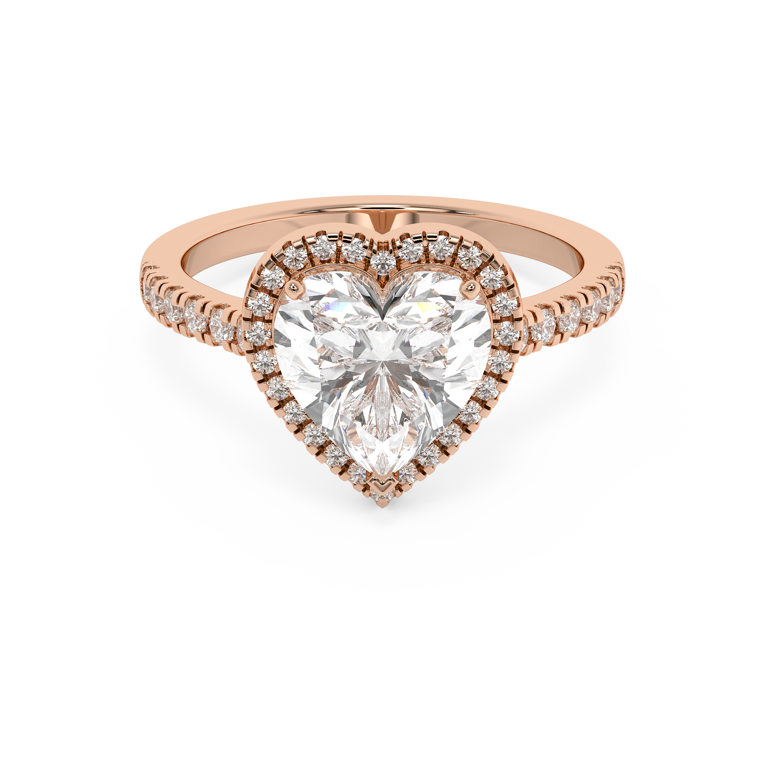 Heart Halo & Pave Cathedral Lab Grown Diamond Engagement Ring
