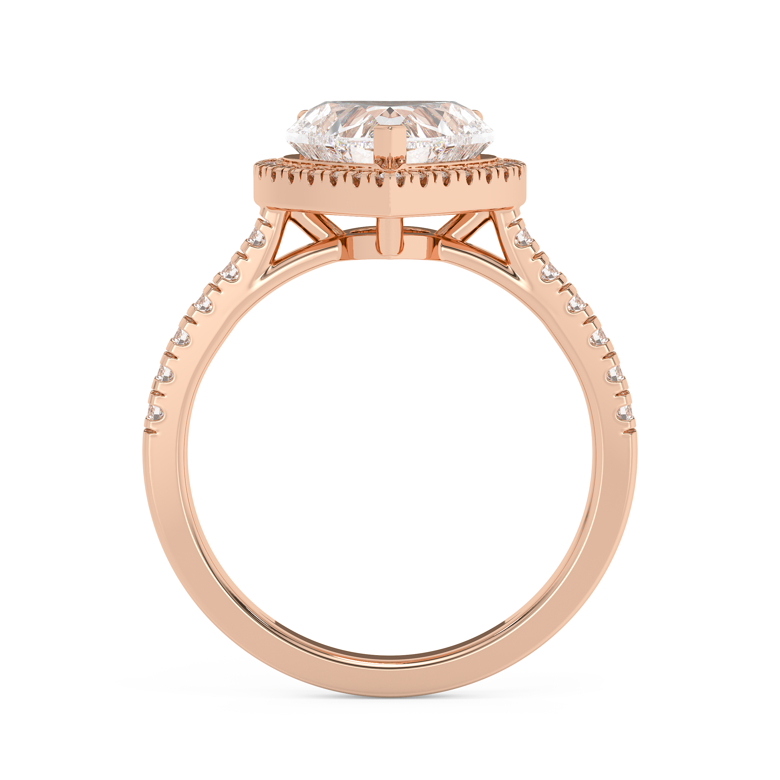 Heart Halo & Pave Cathedral Lab Grown Diamond Engagement Ring