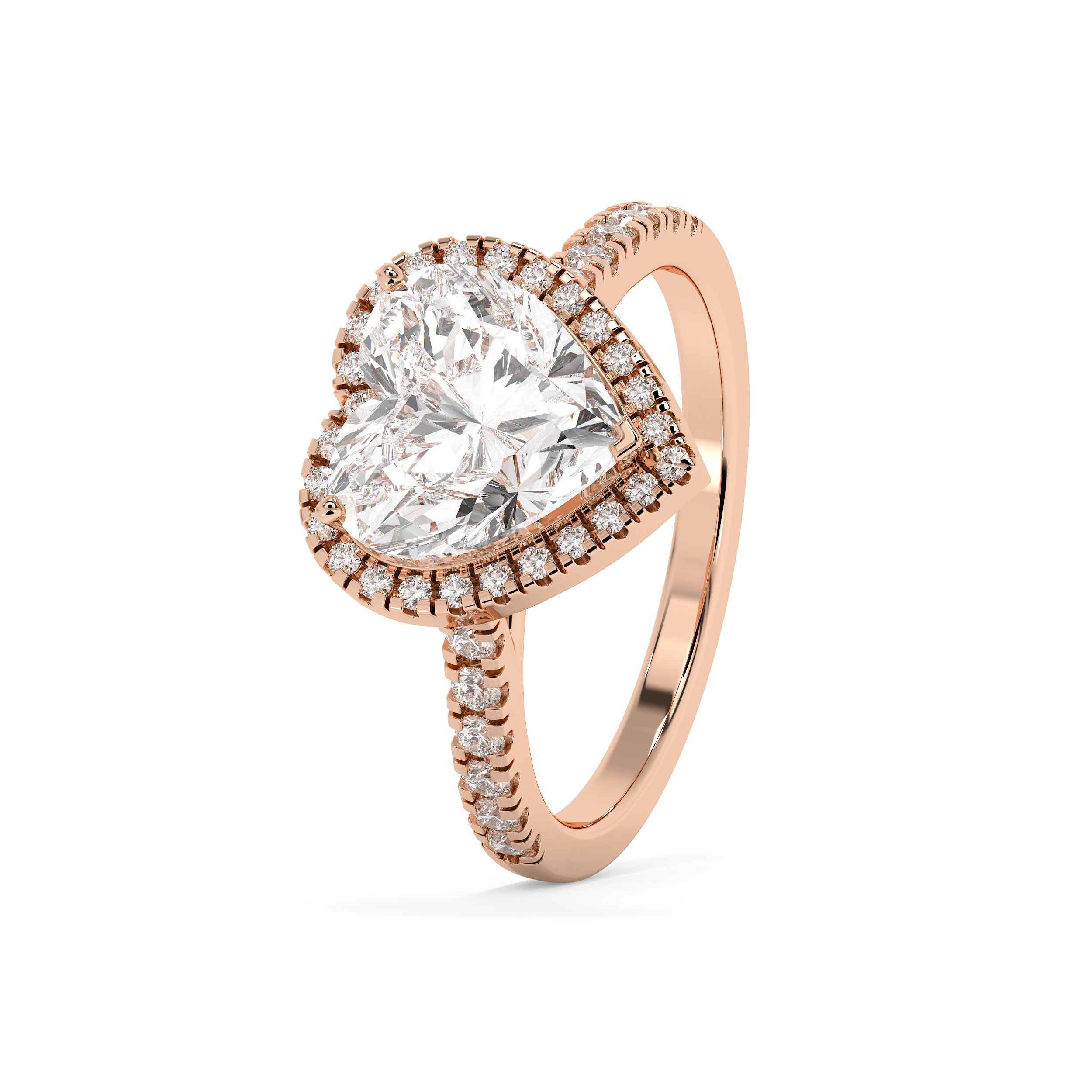 Heart Halo & Pave Cathedral Lab Grown Diamond Engagement Ring