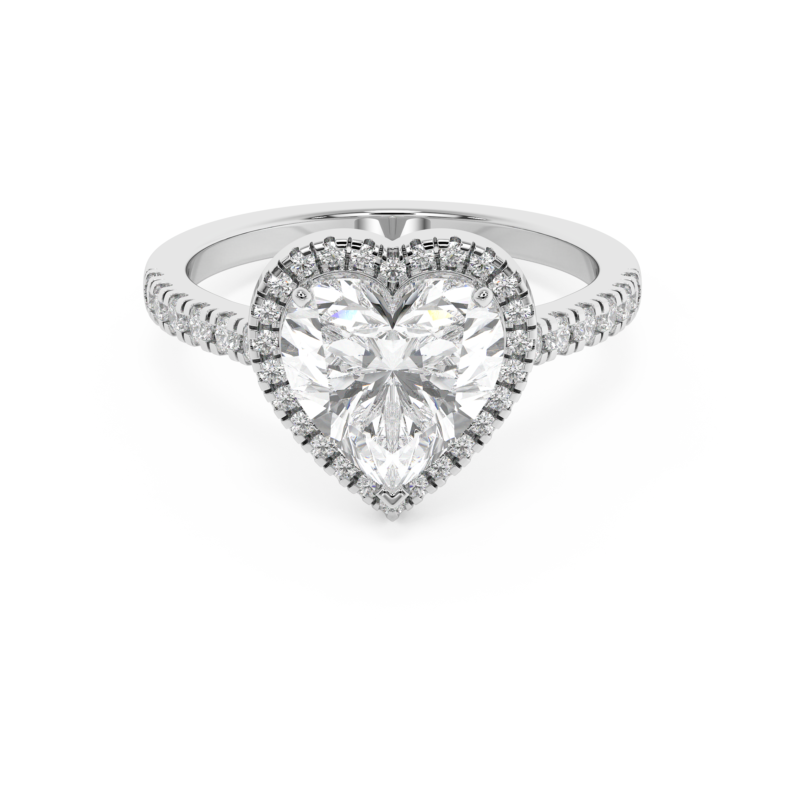 Heart Halo & Pave Cathedral Lab Grown Diamond Engagement Ring