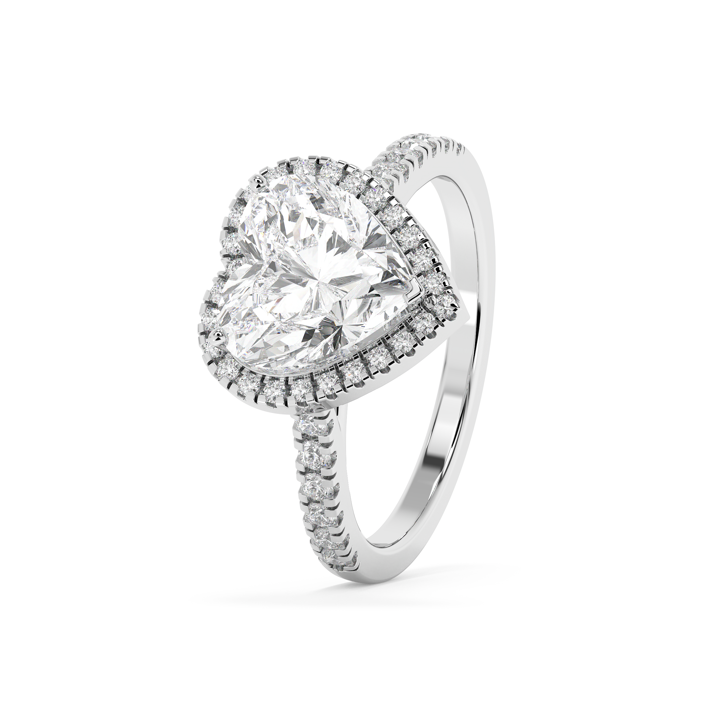 Heart Halo & Pave Cathedral Lab Grown Diamond Engagement Ring
