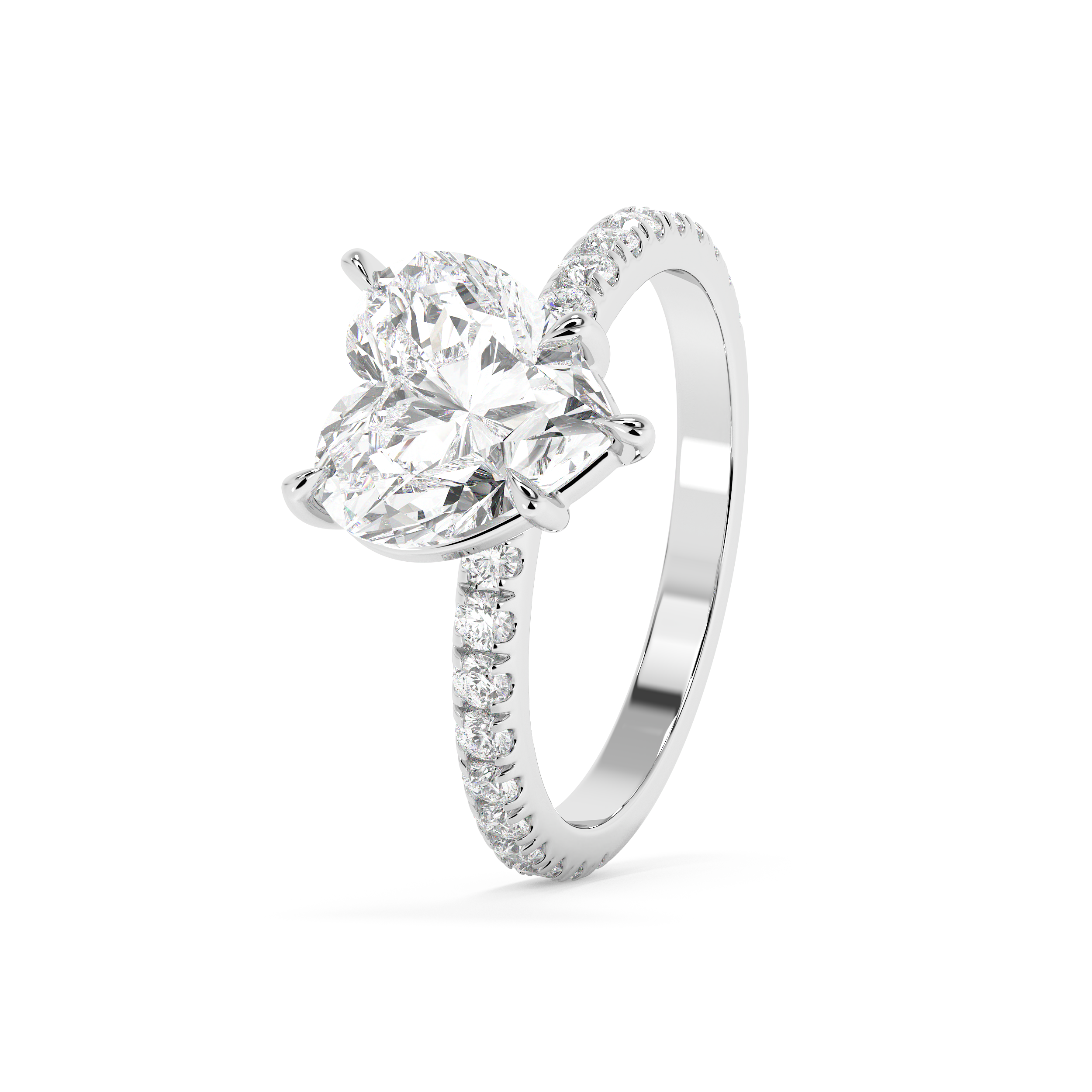Heart Pave Lab Grown Diamond Engagement Ring