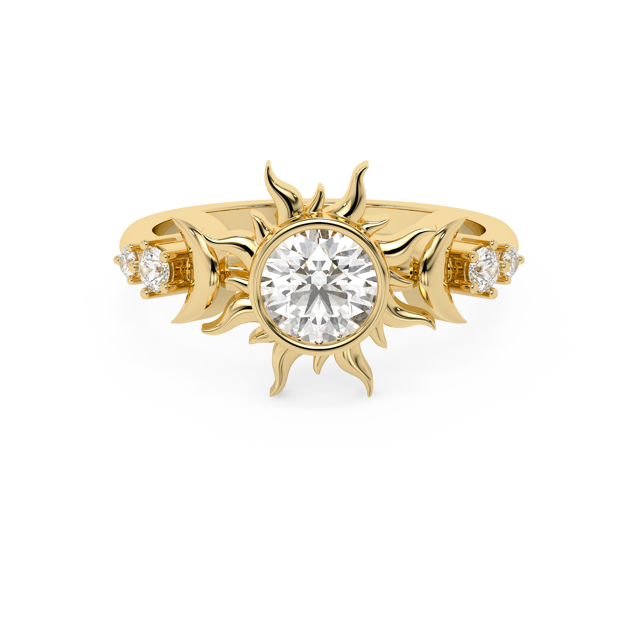 Round Nature Inspired Lab Grown Diamond Engagement Ring