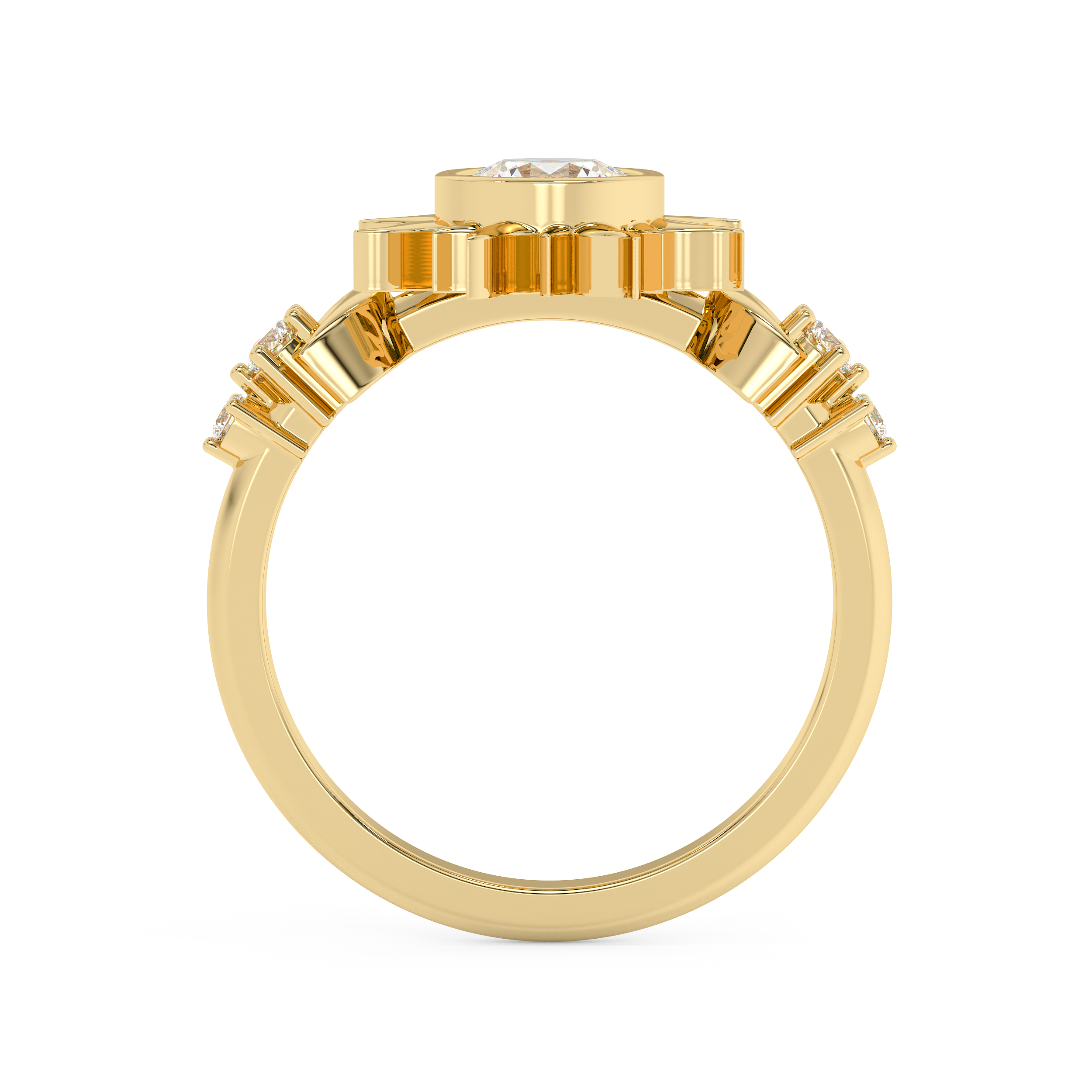 Round Nature Inspired Lab Grown Diamond Engagement Ring