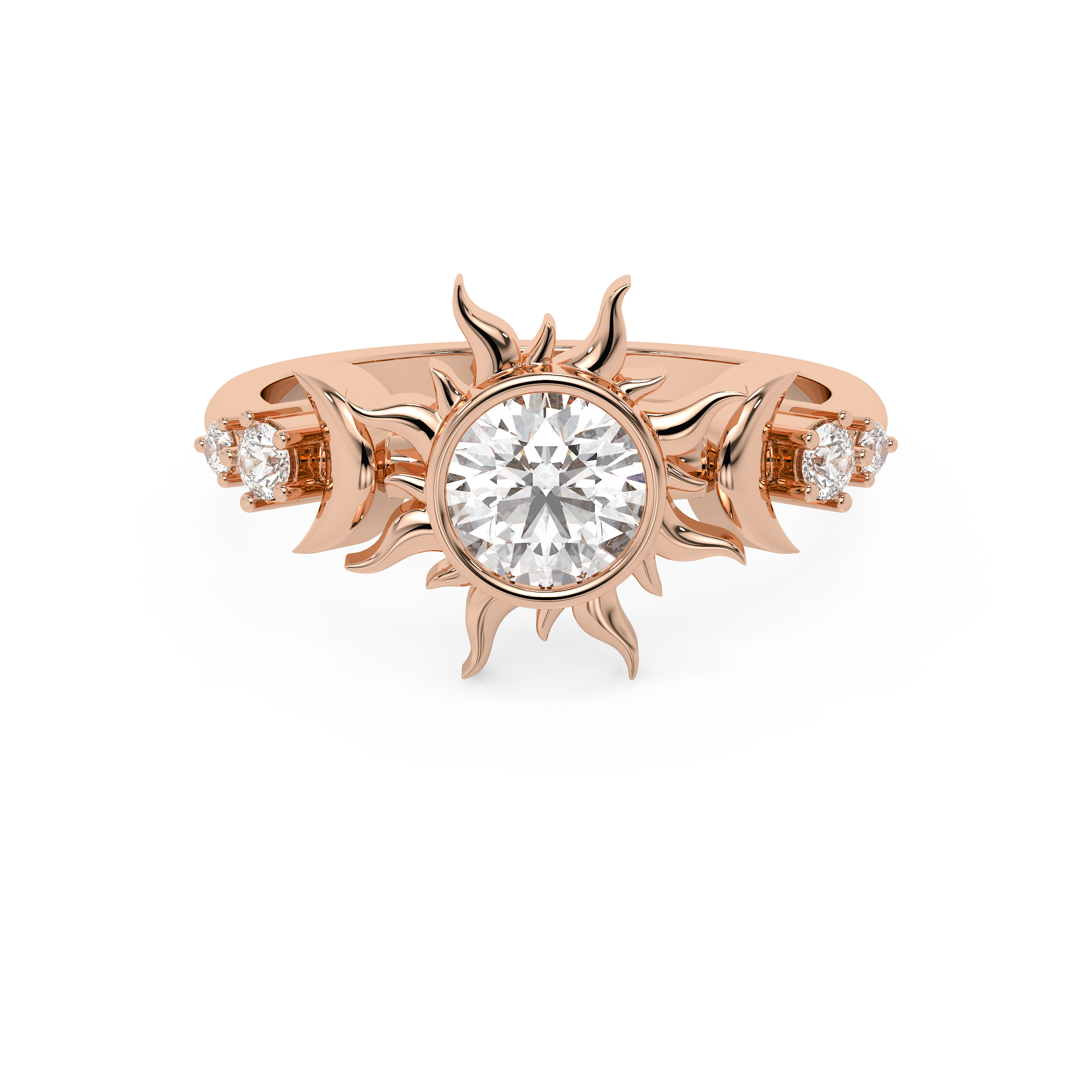 Round Nature Inspired Lab Grown Diamond Engagement Ring