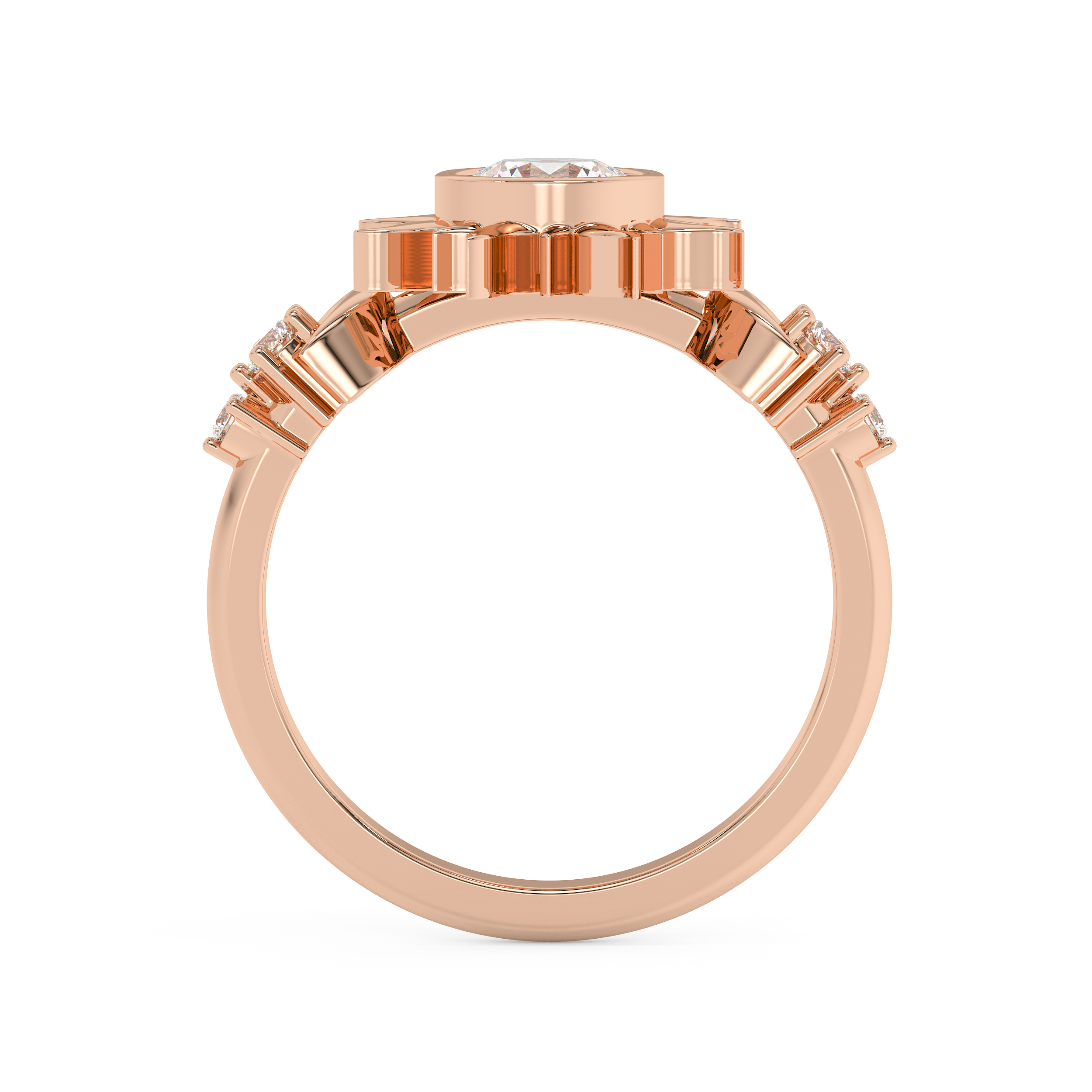 Round Nature Inspired Lab Grown Diamond Engagement Ring