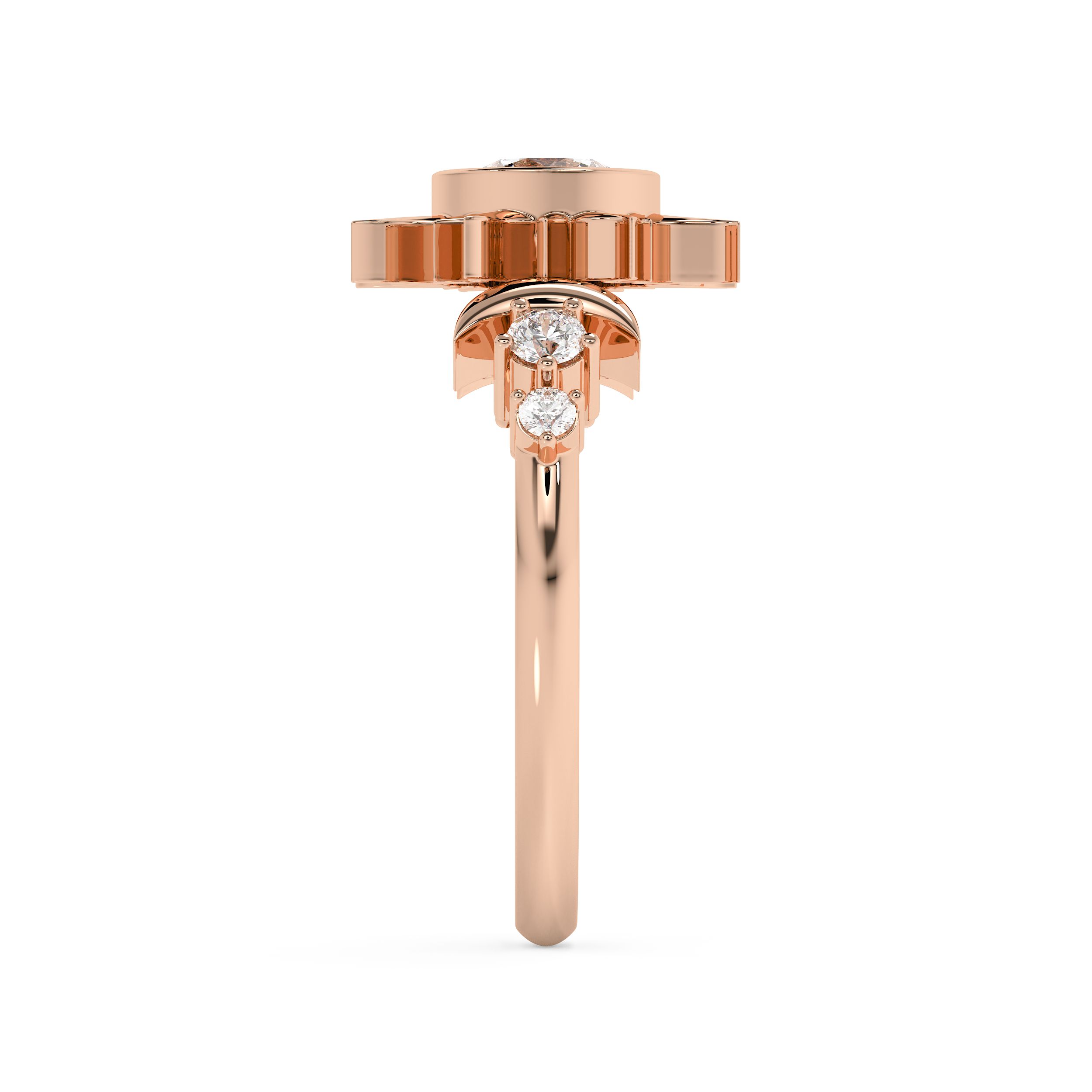 Round Nature Inspired Lab Grown Diamond Engagement Ring