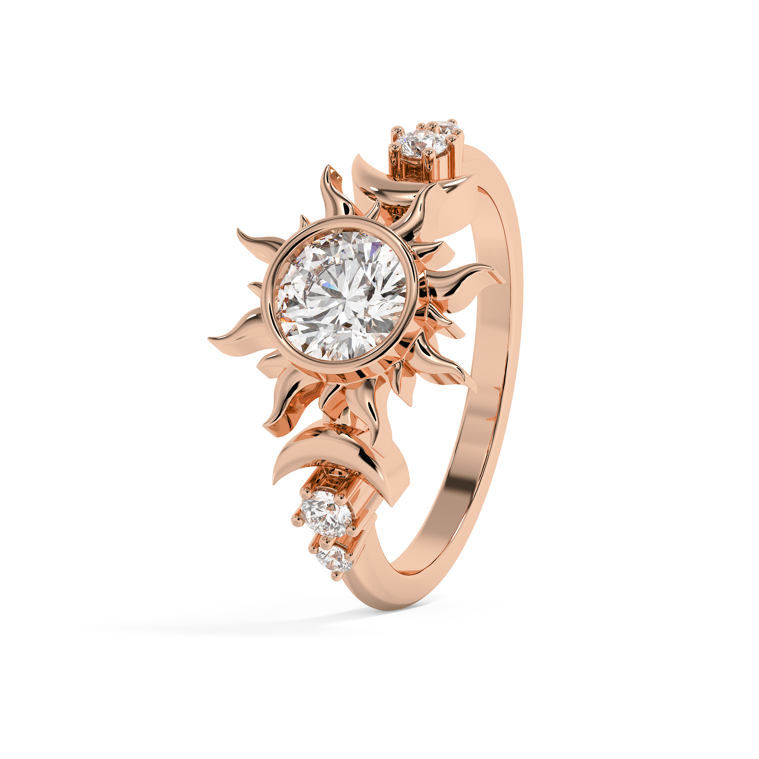 Round Nature Inspired Lab Grown Diamond Engagement Ring