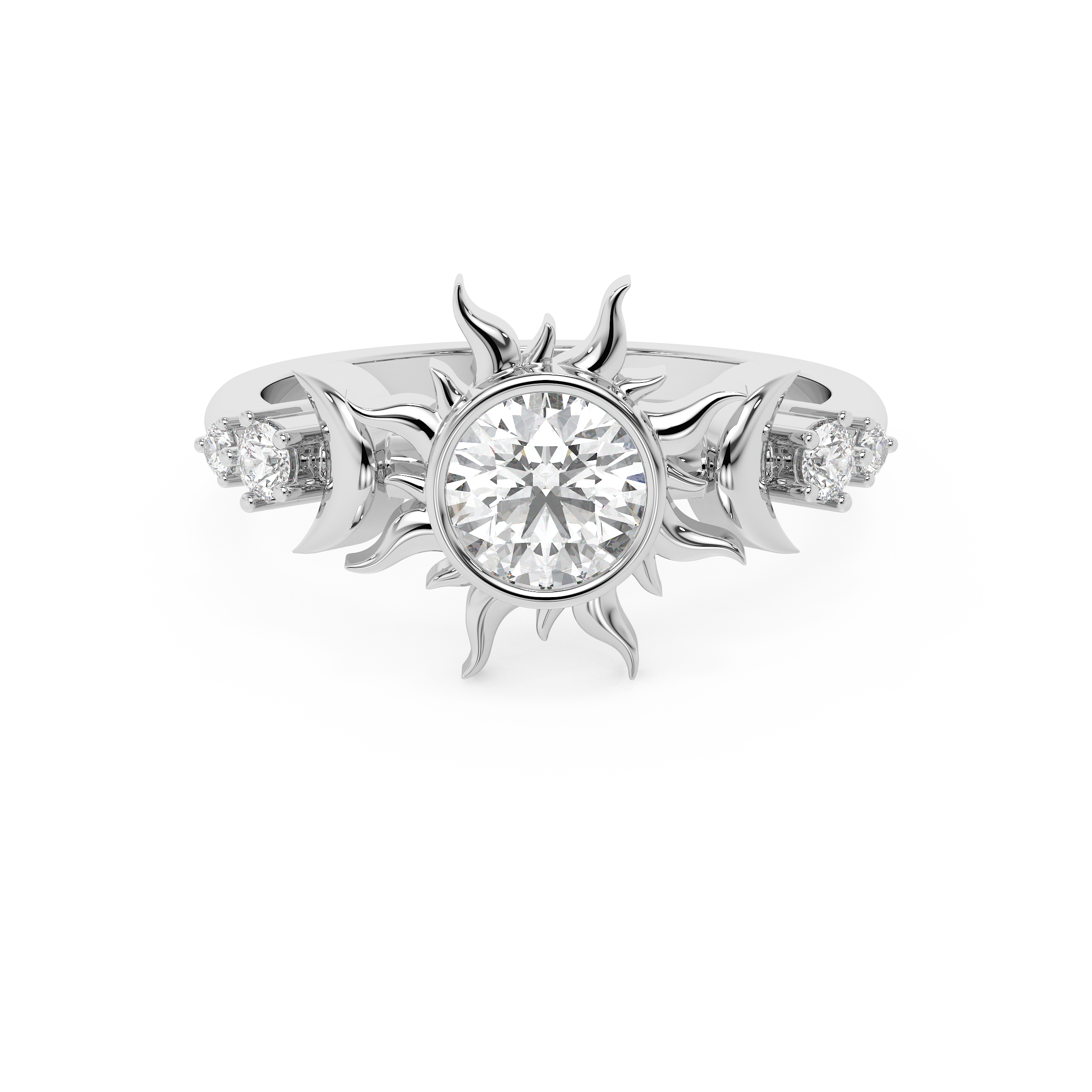 Round Nature Inspired Lab Grown Diamond Engagement Ring