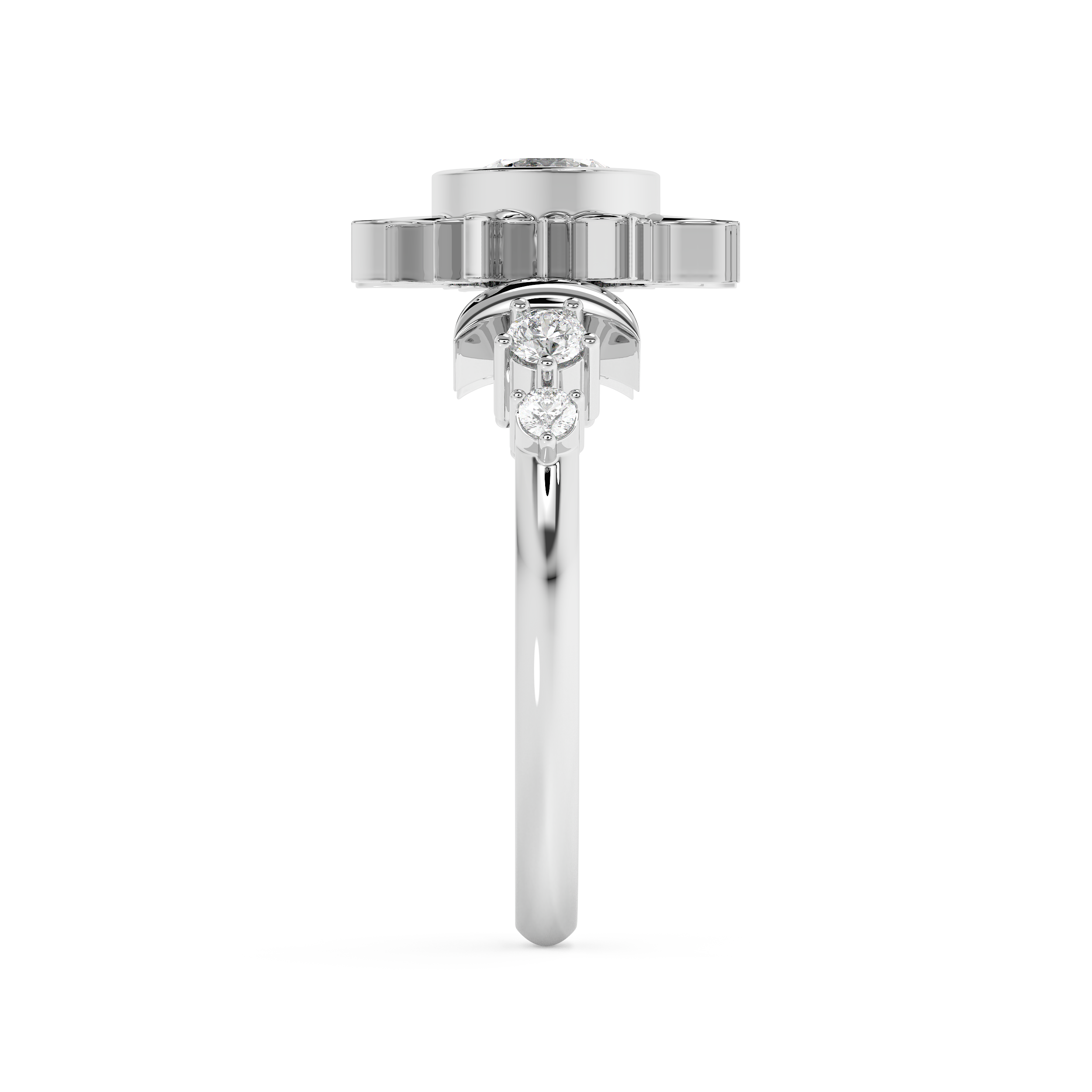Round Nature Inspired Lab Grown Diamond Engagement Ring