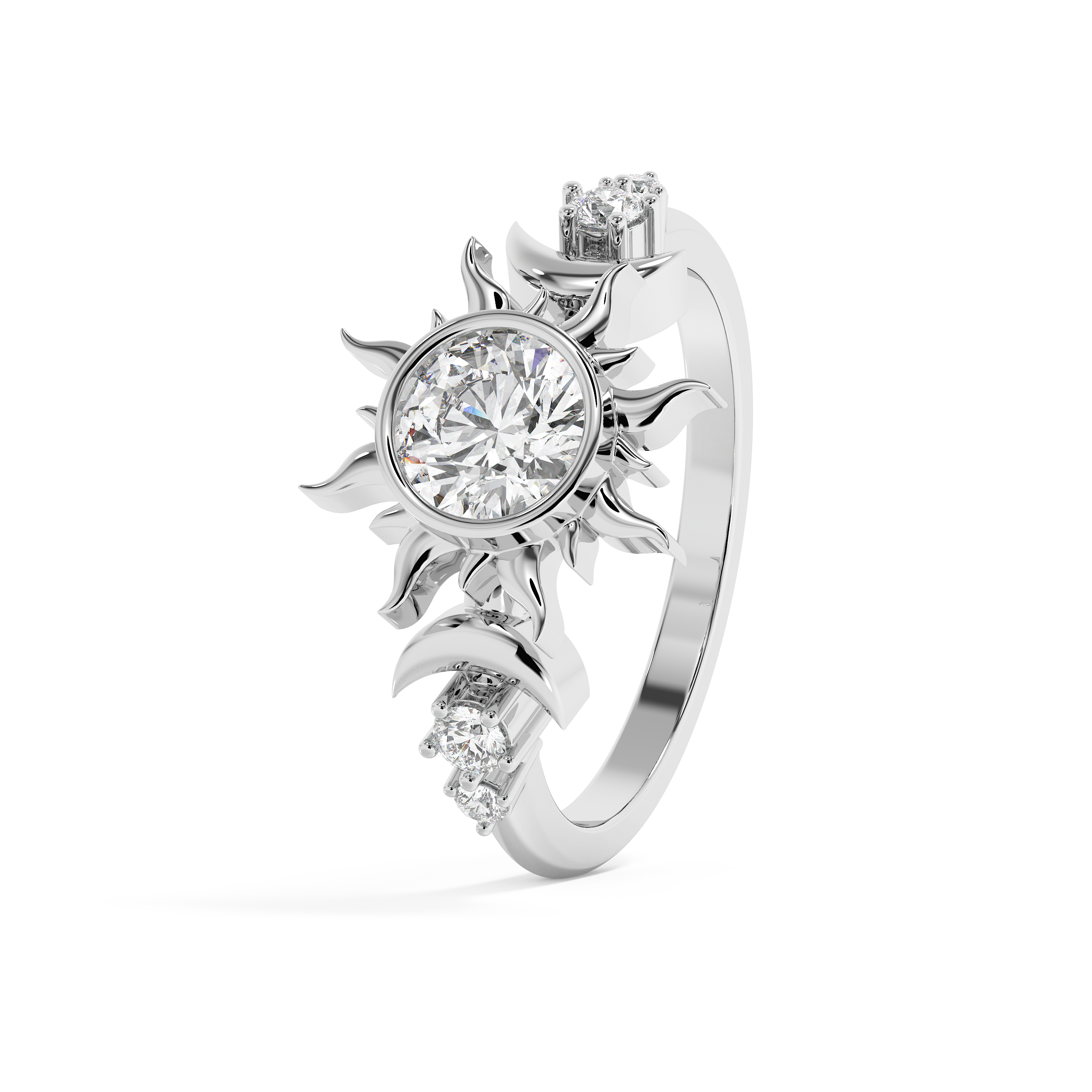 Round Nature Inspired Lab Grown Diamond Engagement Ring