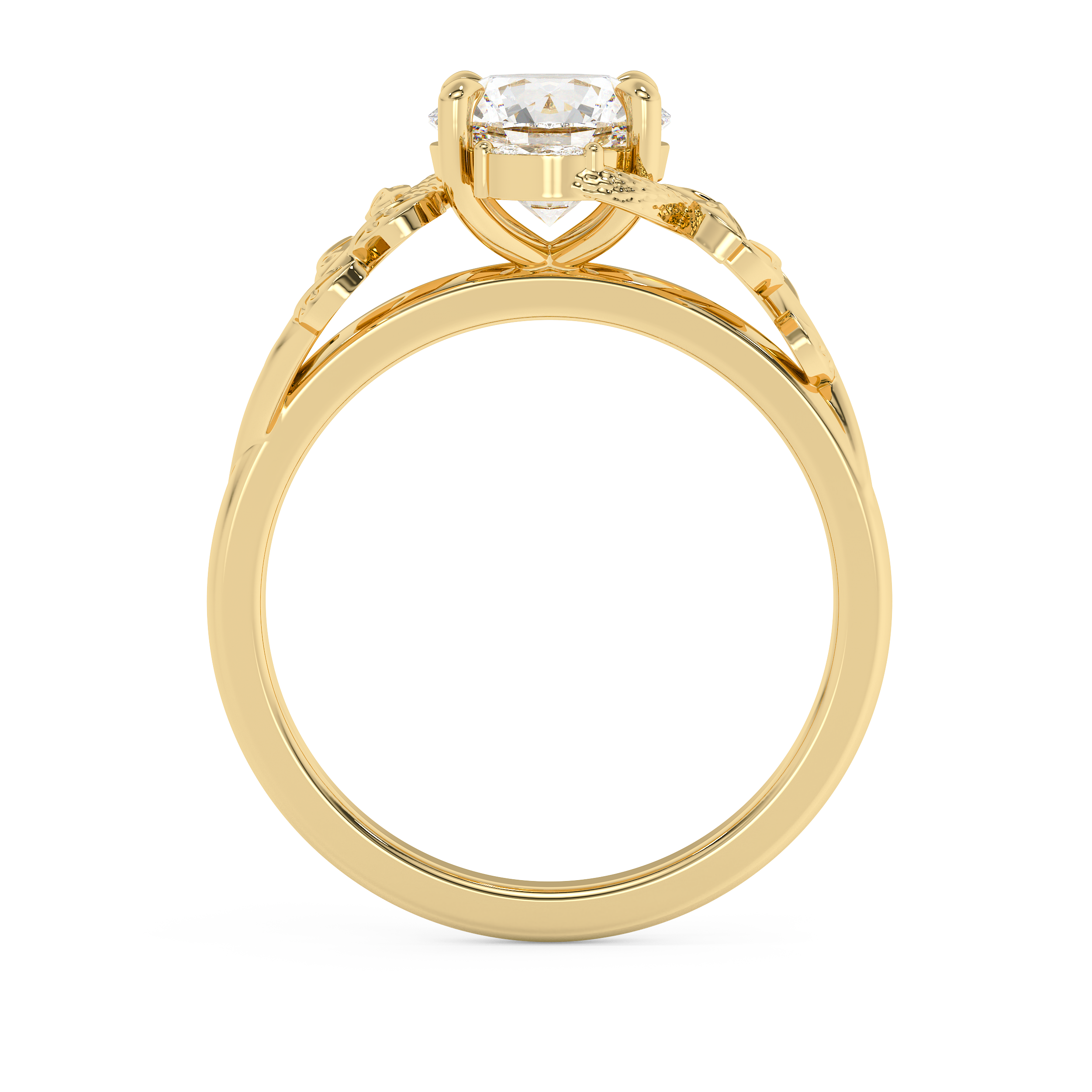 Round Nature Inspired Lab Grown Diamond Engagement Ring