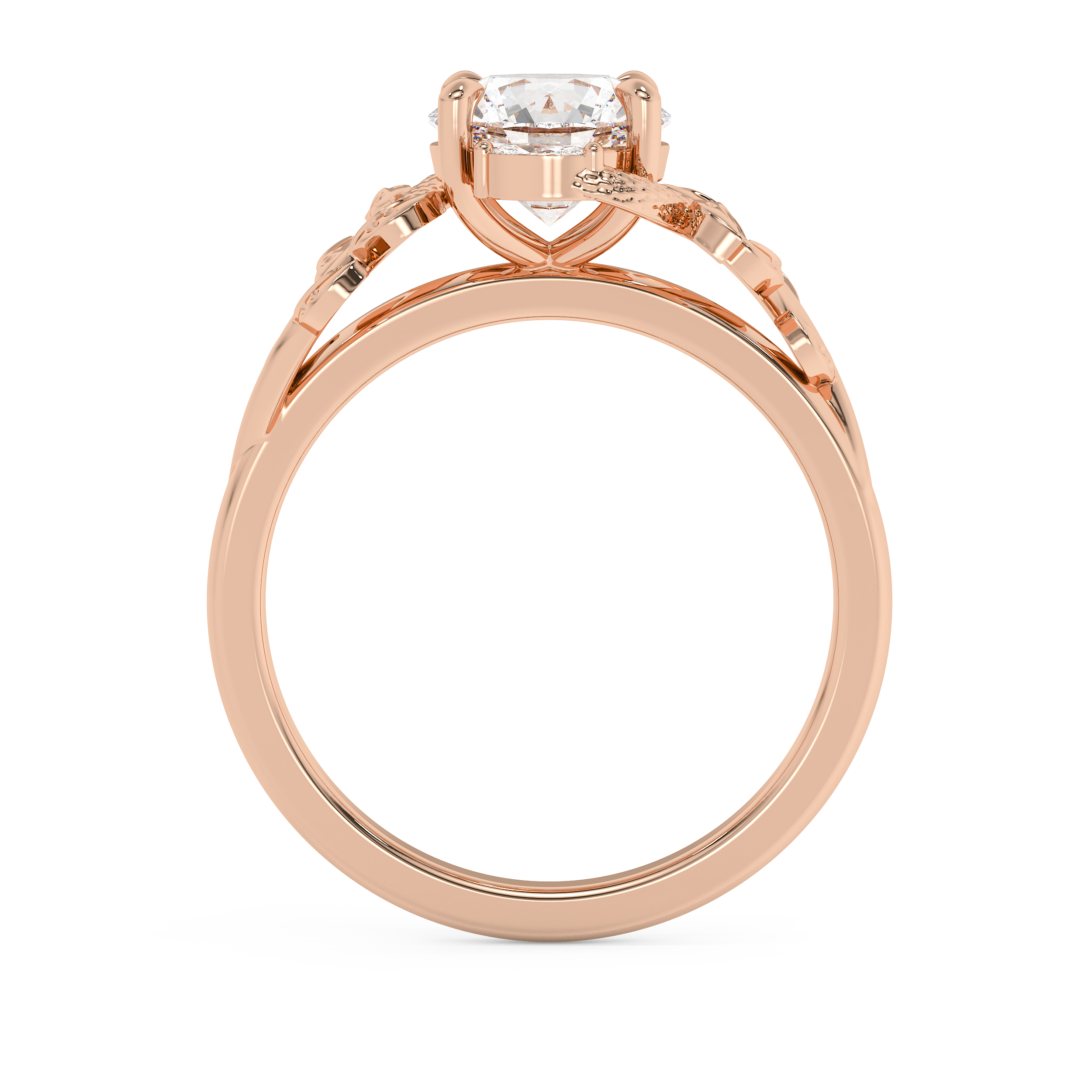 Round Nature Inspired Lab Grown Diamond Engagement Ring