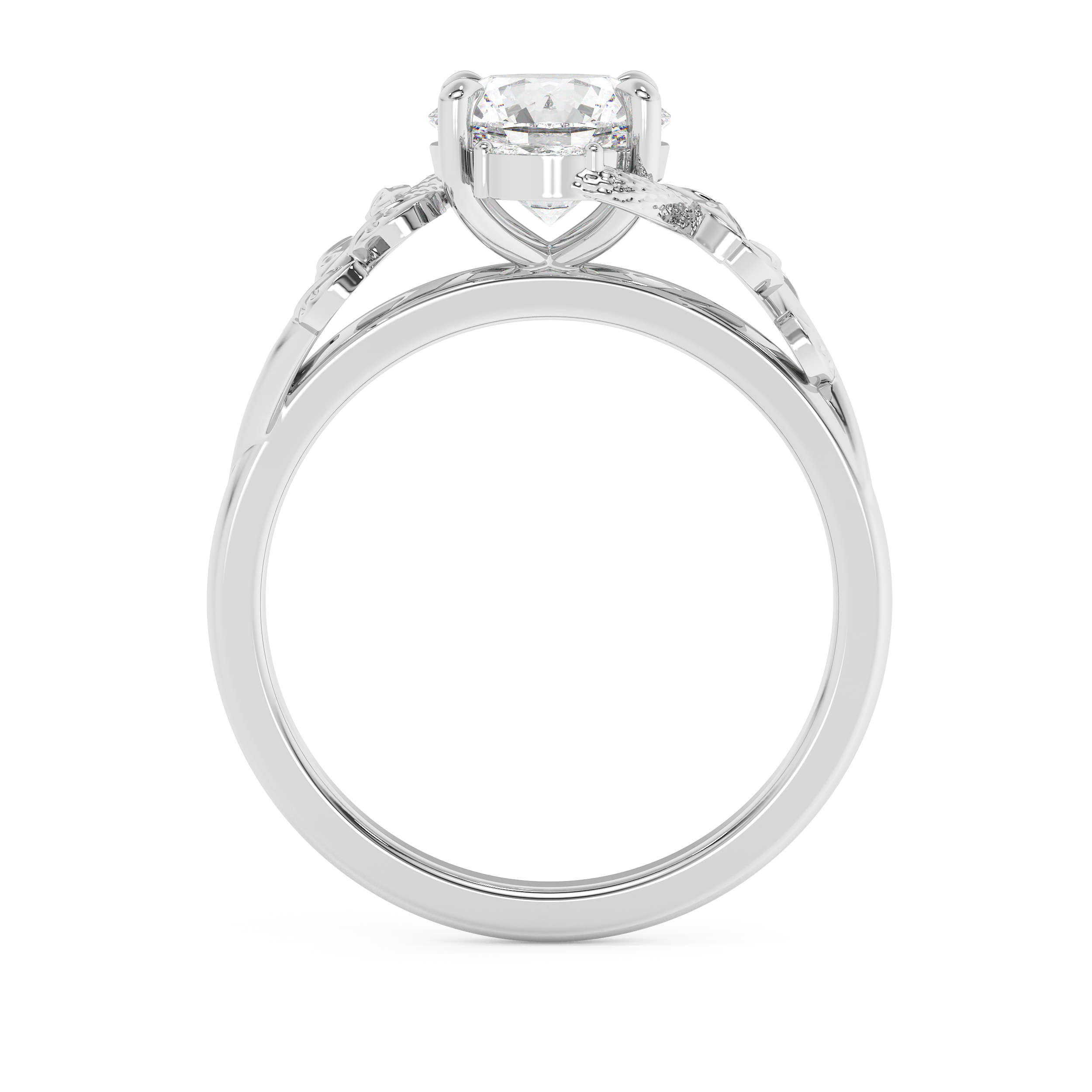 Round Nature Inspired Lab Grown Diamond Engagement Ring