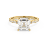 Asscher Pave Lab Grown Diamond Engagement Ring