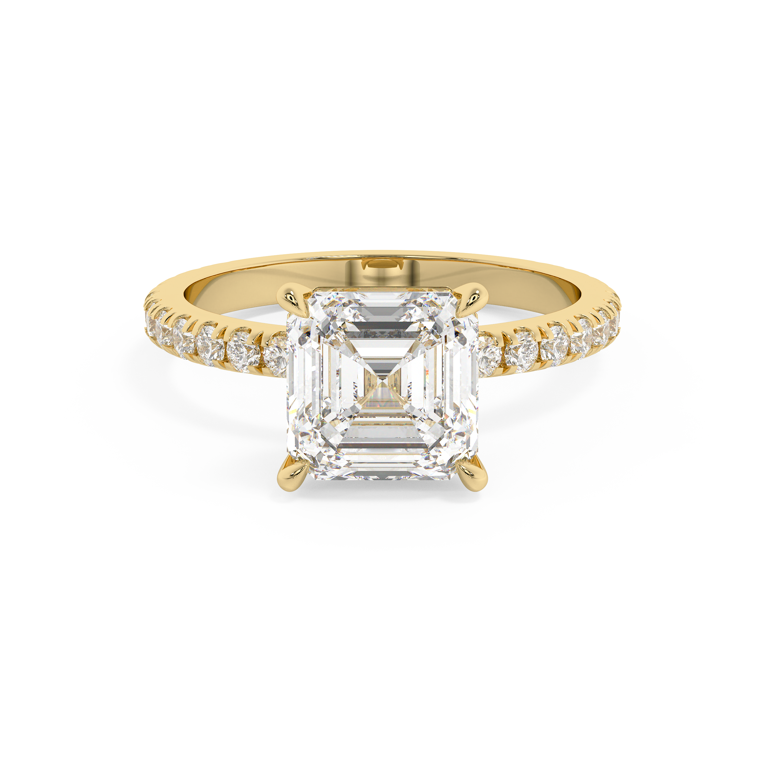 Asscher Pave Lab Grown Diamond Engagement Ring