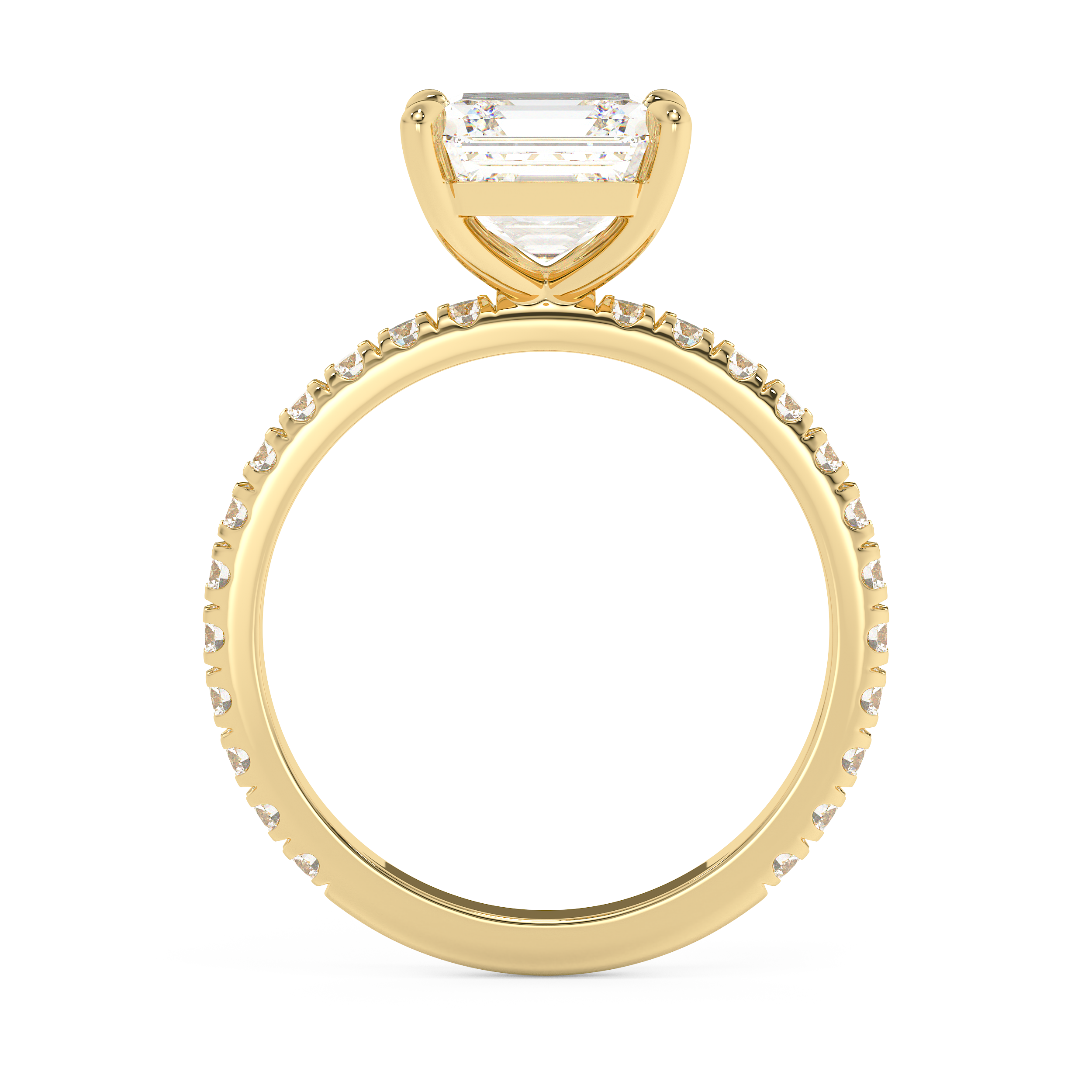 Asscher Pave Lab Grown Diamond Engagement Ring