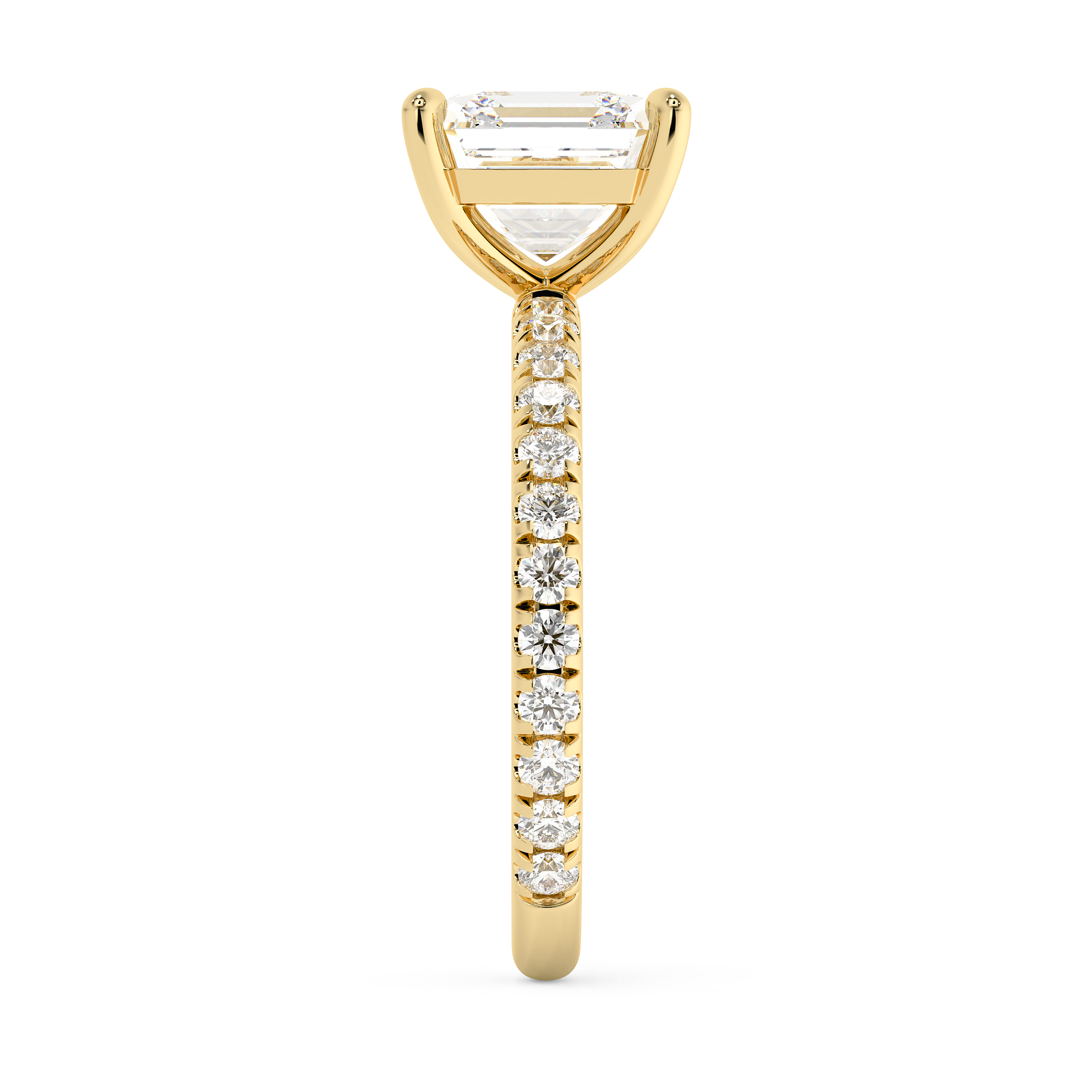Asscher Pave Lab Grown Diamond Engagement Ring