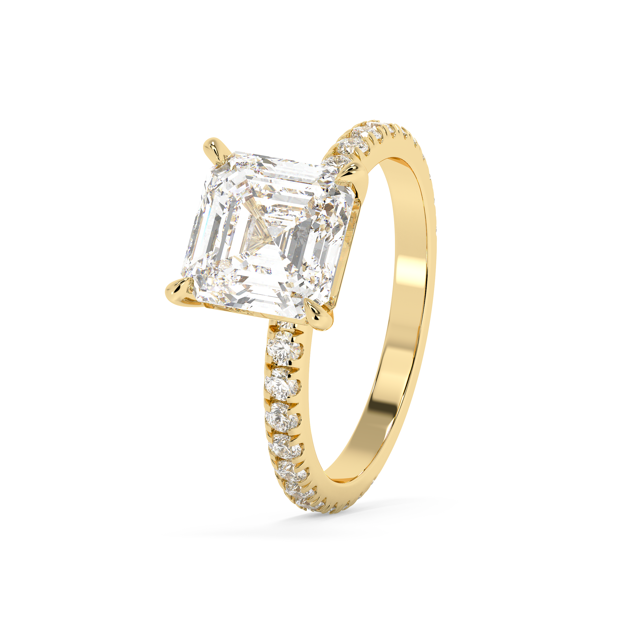 Asscher Pave Lab Grown Diamond Engagement Ring