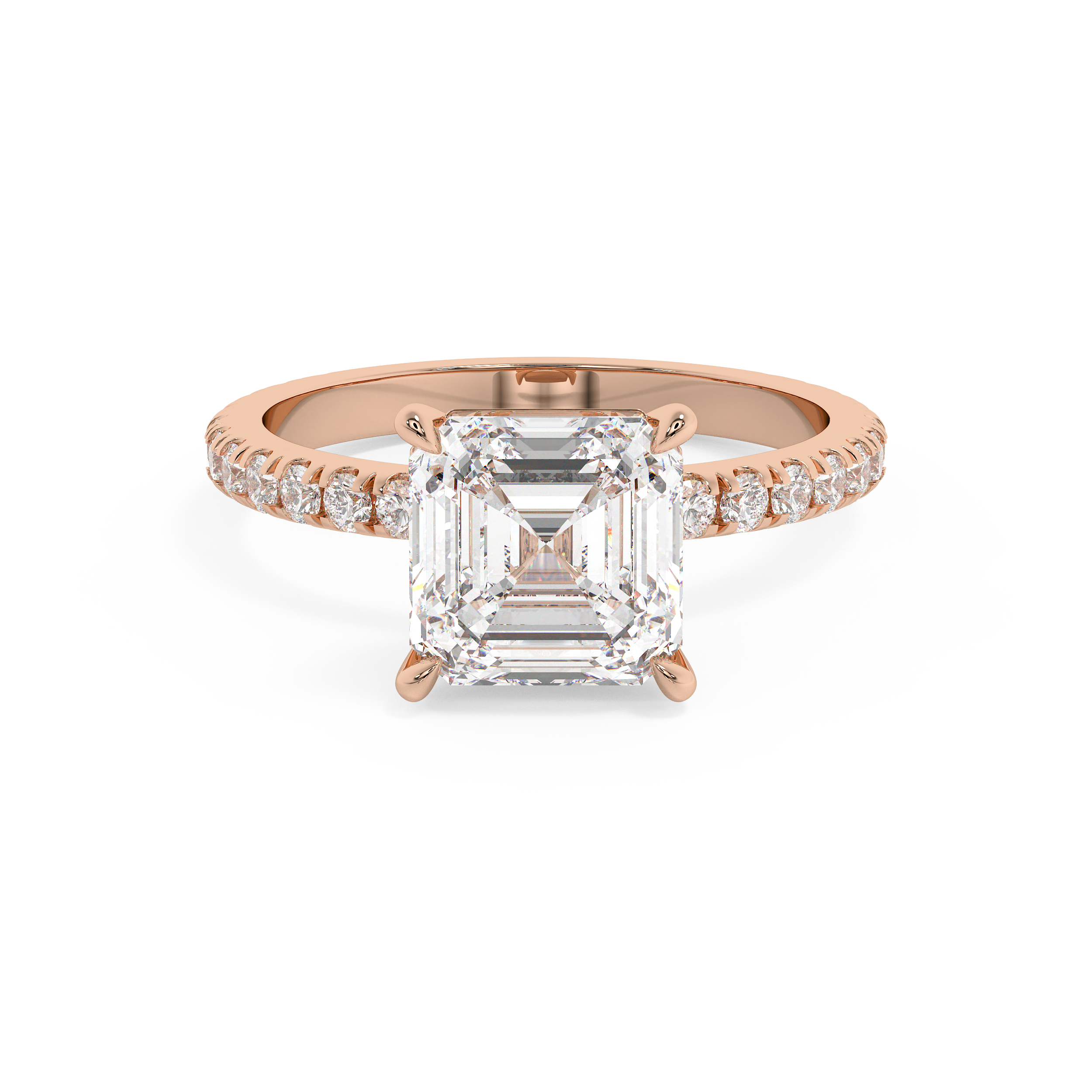Asscher Pave Lab Grown Diamond Engagement Ring