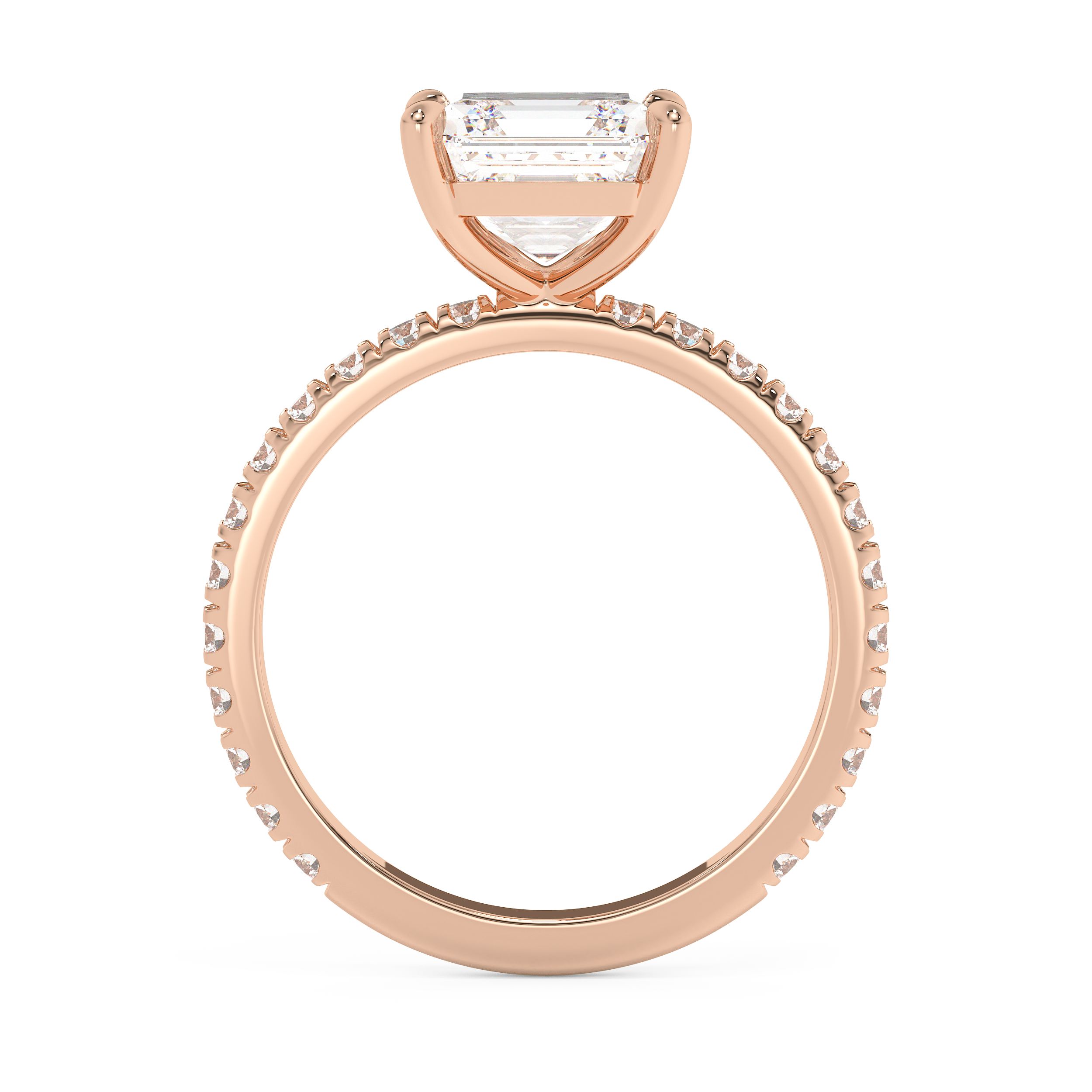 Asscher Pave Lab Grown Diamond Engagement Ring