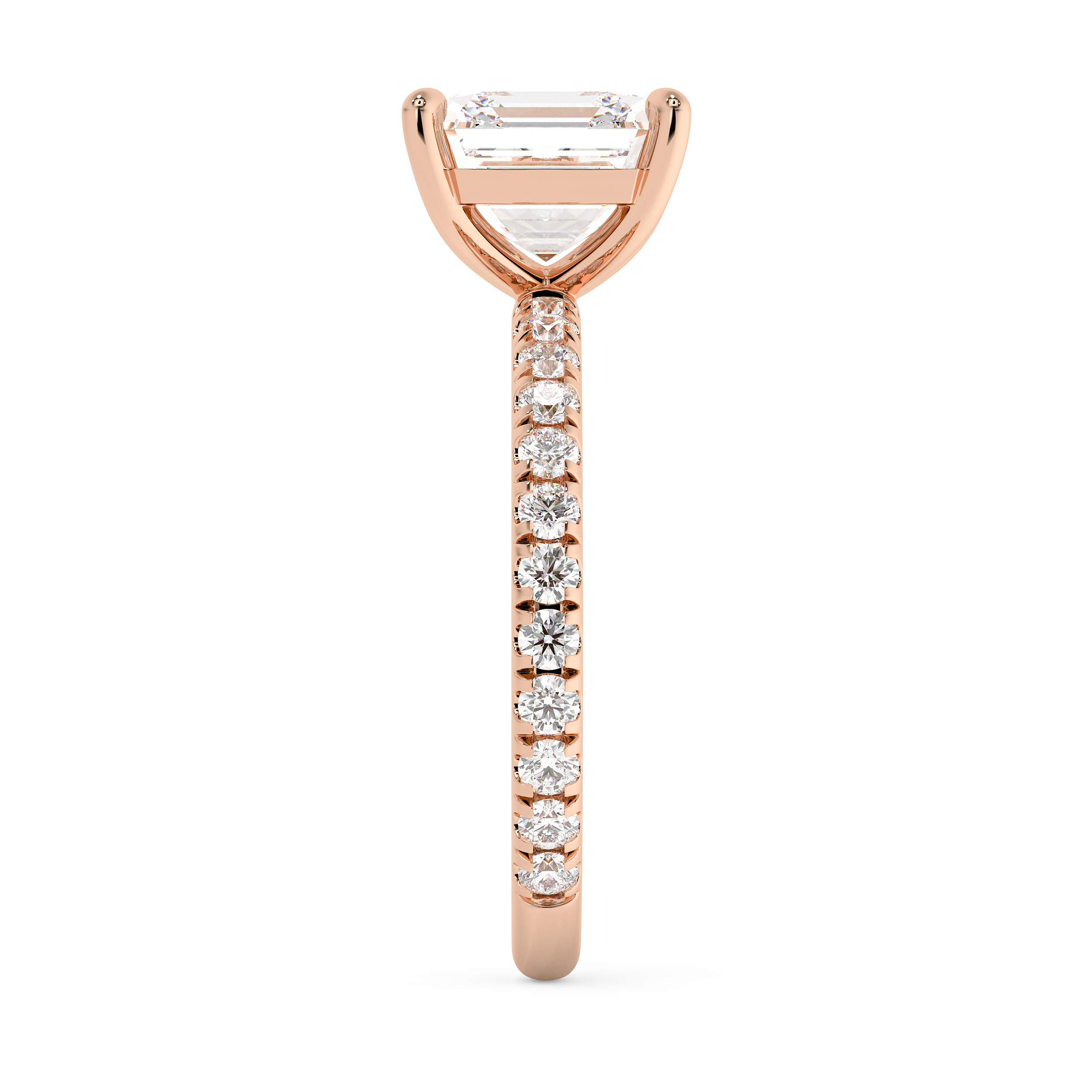 Asscher Pave Lab Grown Diamond Engagement Ring