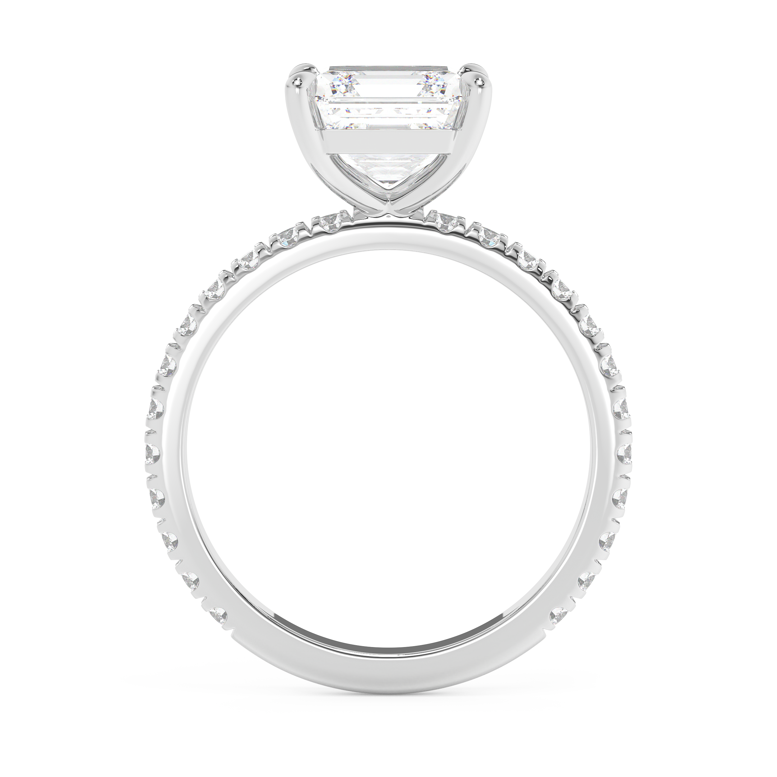 Asscher Pave Lab Grown Diamond Engagement Ring