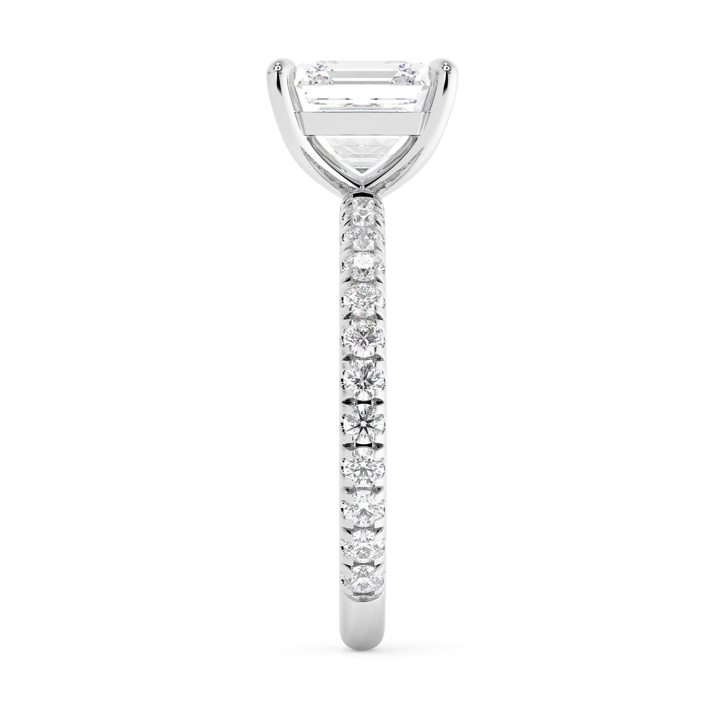Asscher Pave Lab Grown Diamond Engagement Ring