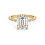 Emerald Hidden Halo & Pave Cathedral Lab Grown Diamond Engagement Ring