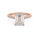 Emerald Hidden Halo & Pave Cathedral Lab Grown Diamond Engagement Ring