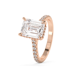 Emerald Hidden Halo & Pave Cathedral Lab Grown Diamond Engagement Ring
