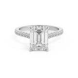 Emerald Hidden Halo & Pave Cathedral Lab Grown Diamond Engagement Ring