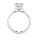 Emerald Hidden Halo & Pave Cathedral Lab Grown Diamond Engagement Ring