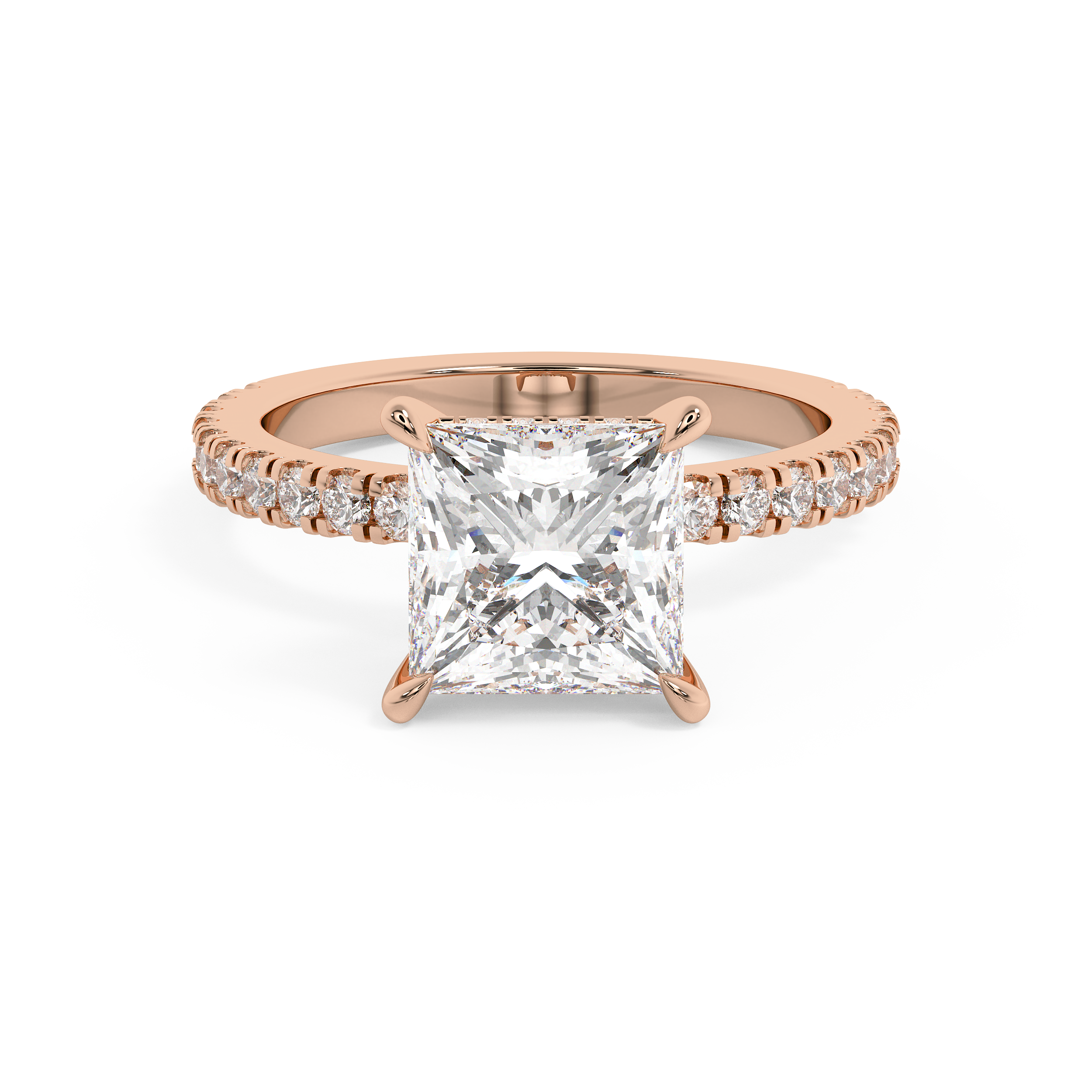 Princess Hidden Halo & Pave Lab Grown Diamond Engagement Ring