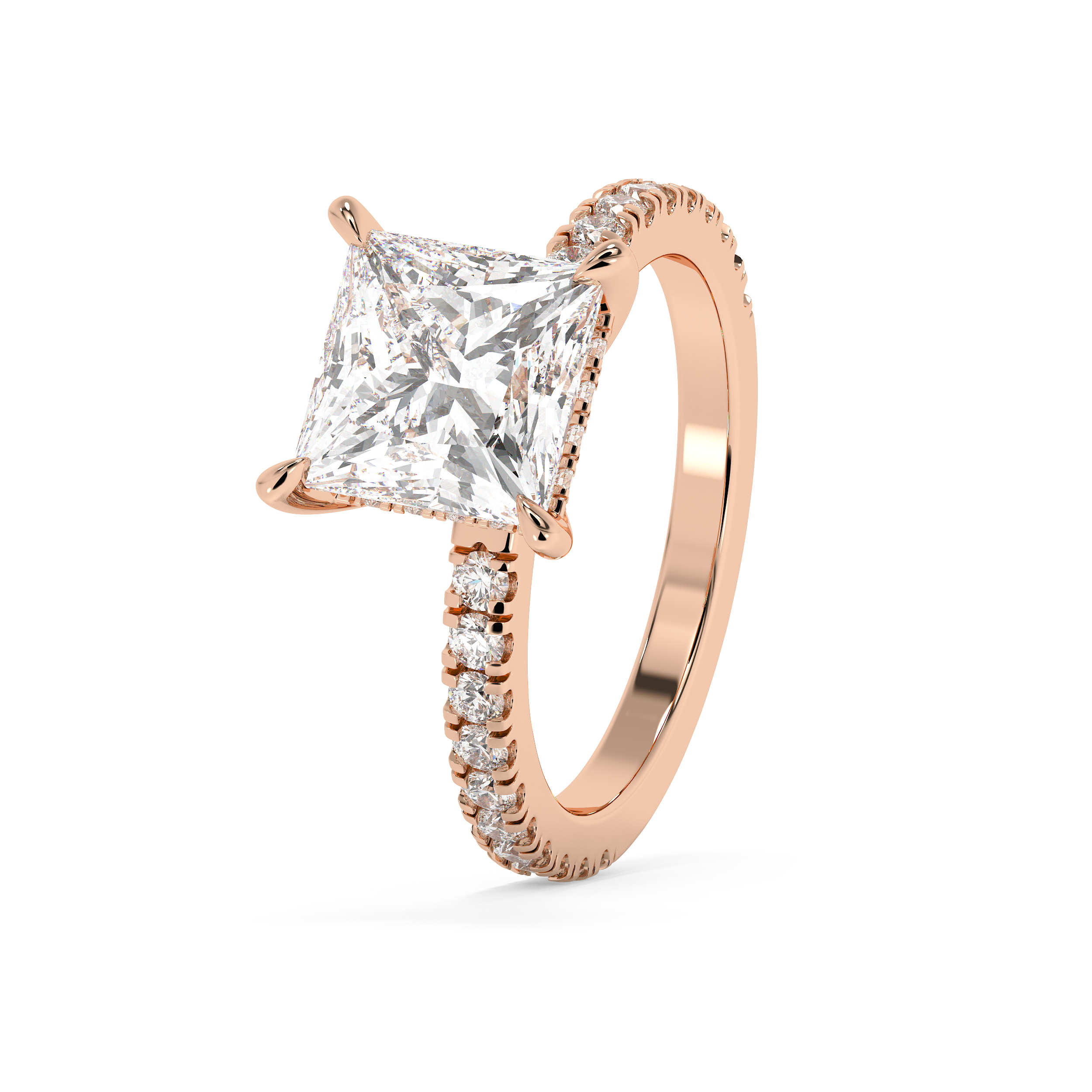 Princess Hidden Halo & Pave Lab Grown Diamond Engagement Ring