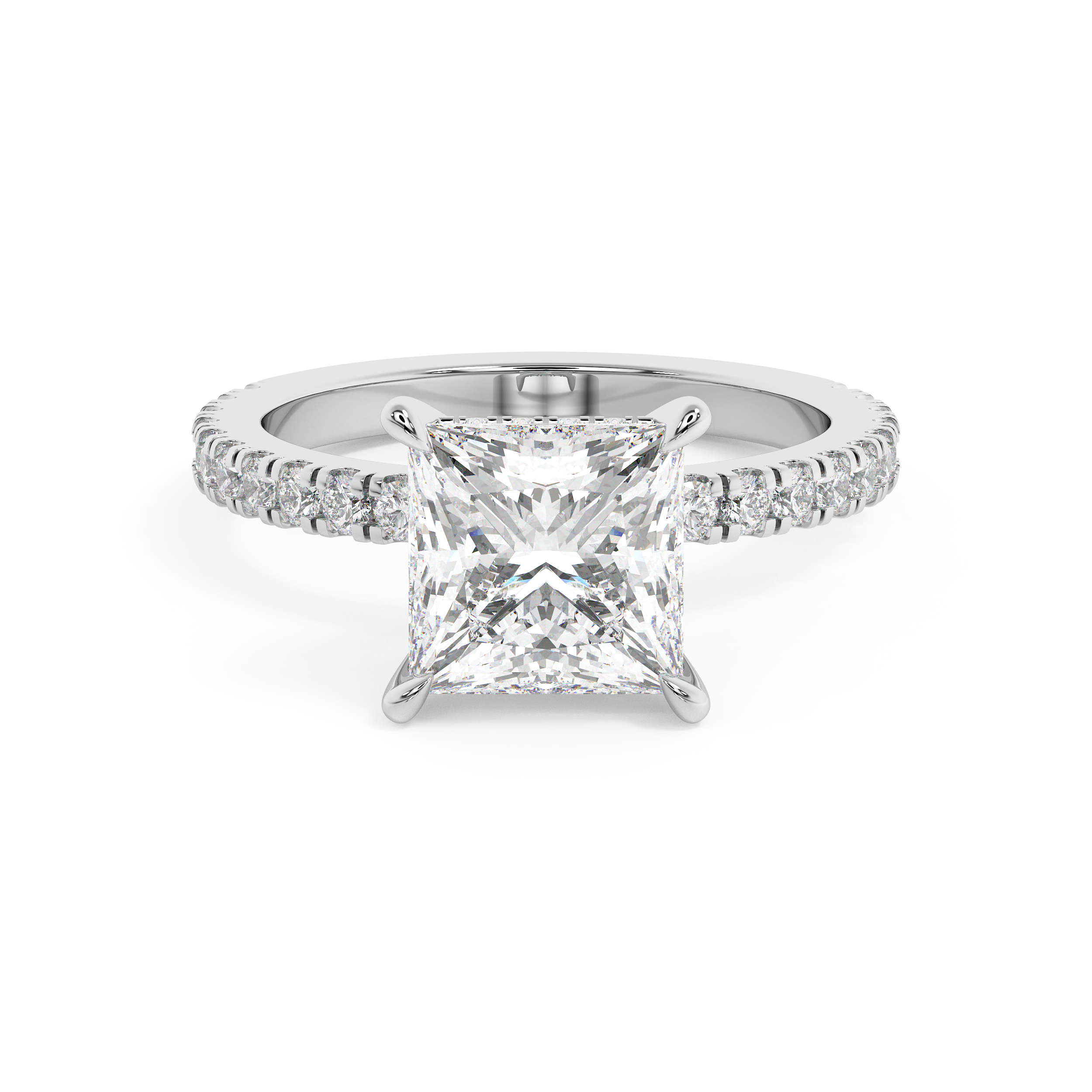 Princess Hidden Halo & Pave Lab Grown Diamond Engagement Ring