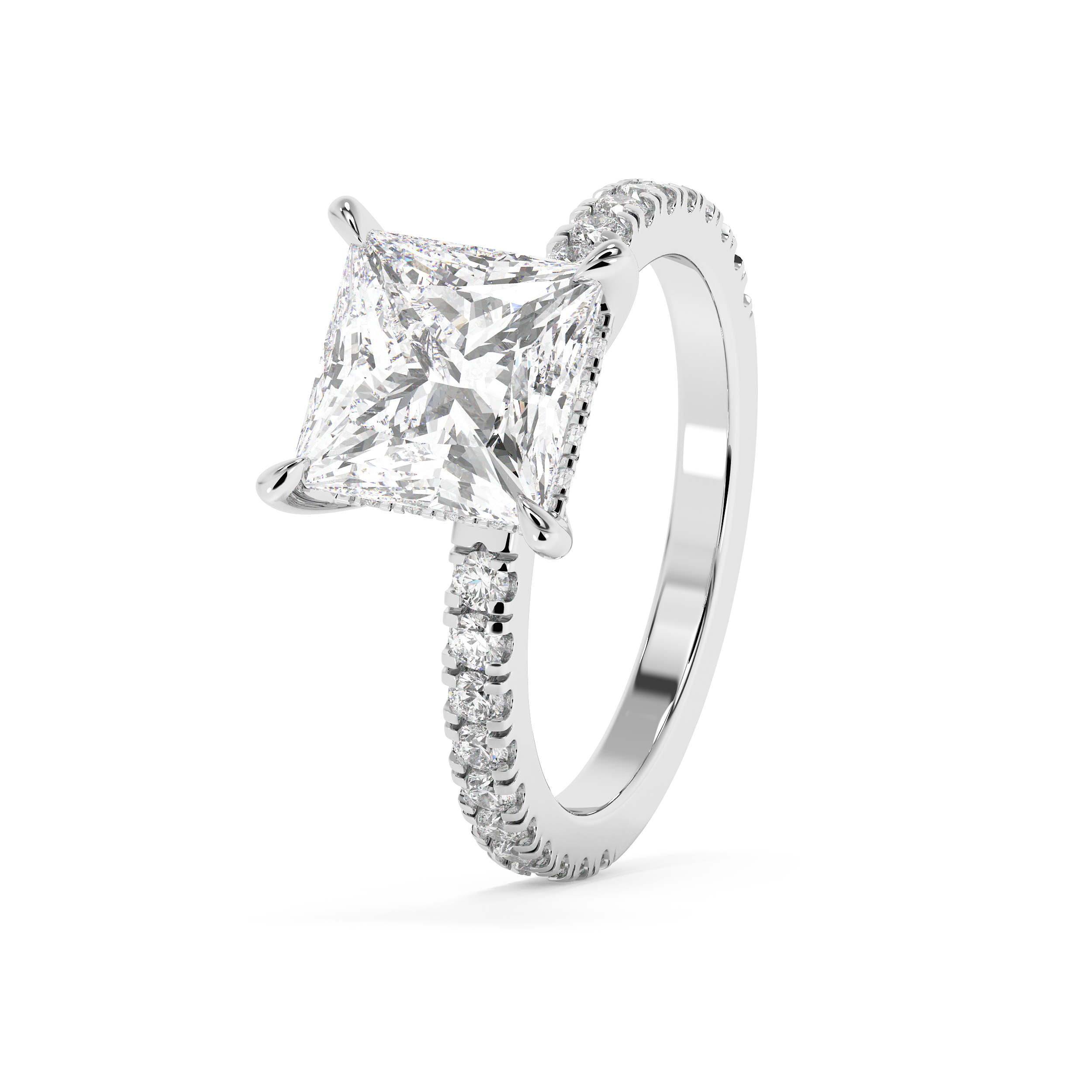 Princess Hidden Halo & Pave Lab Grown Diamond Engagement Ring