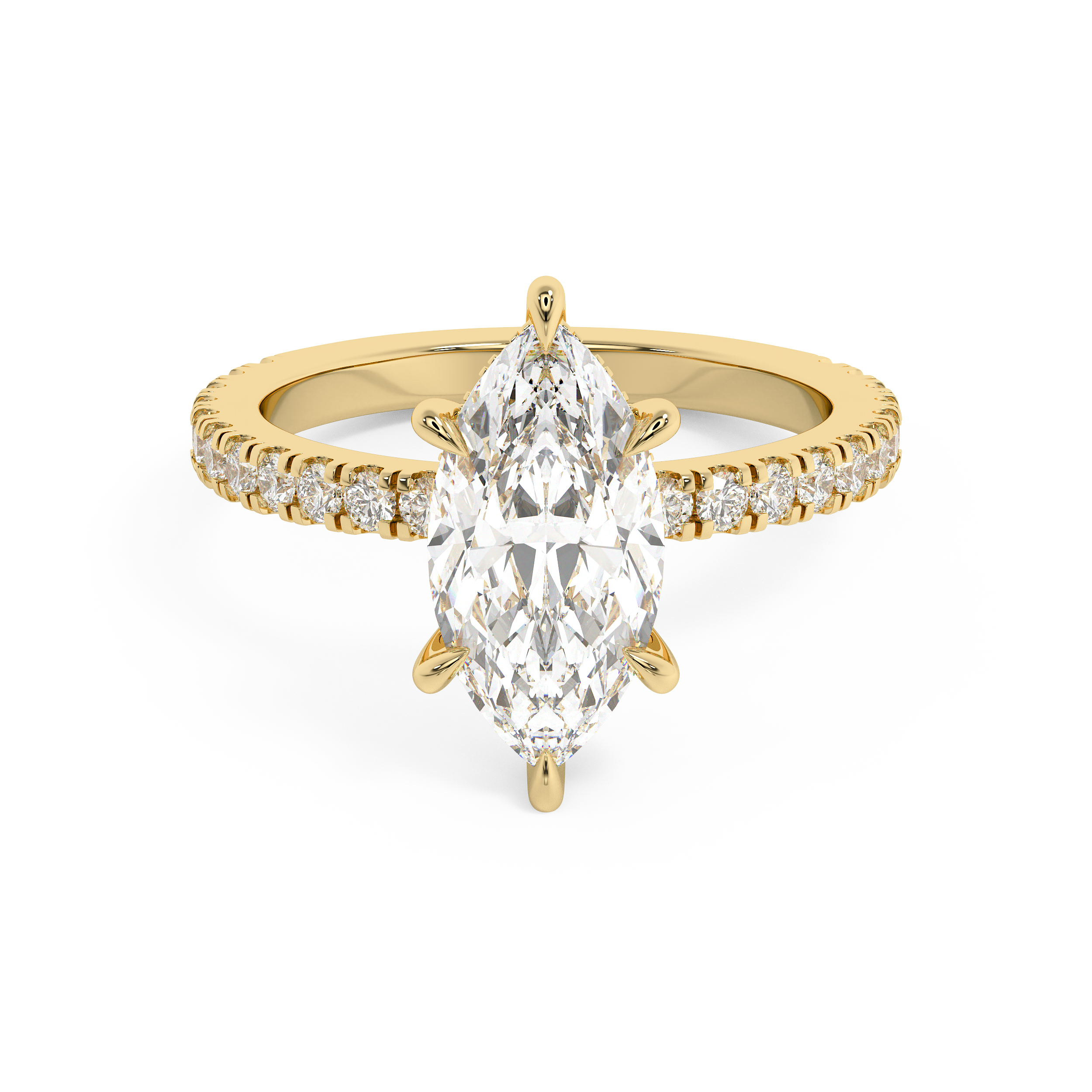 Marquise Hidden Halo & Pave Lab Grown Diamond Engagement Ring
