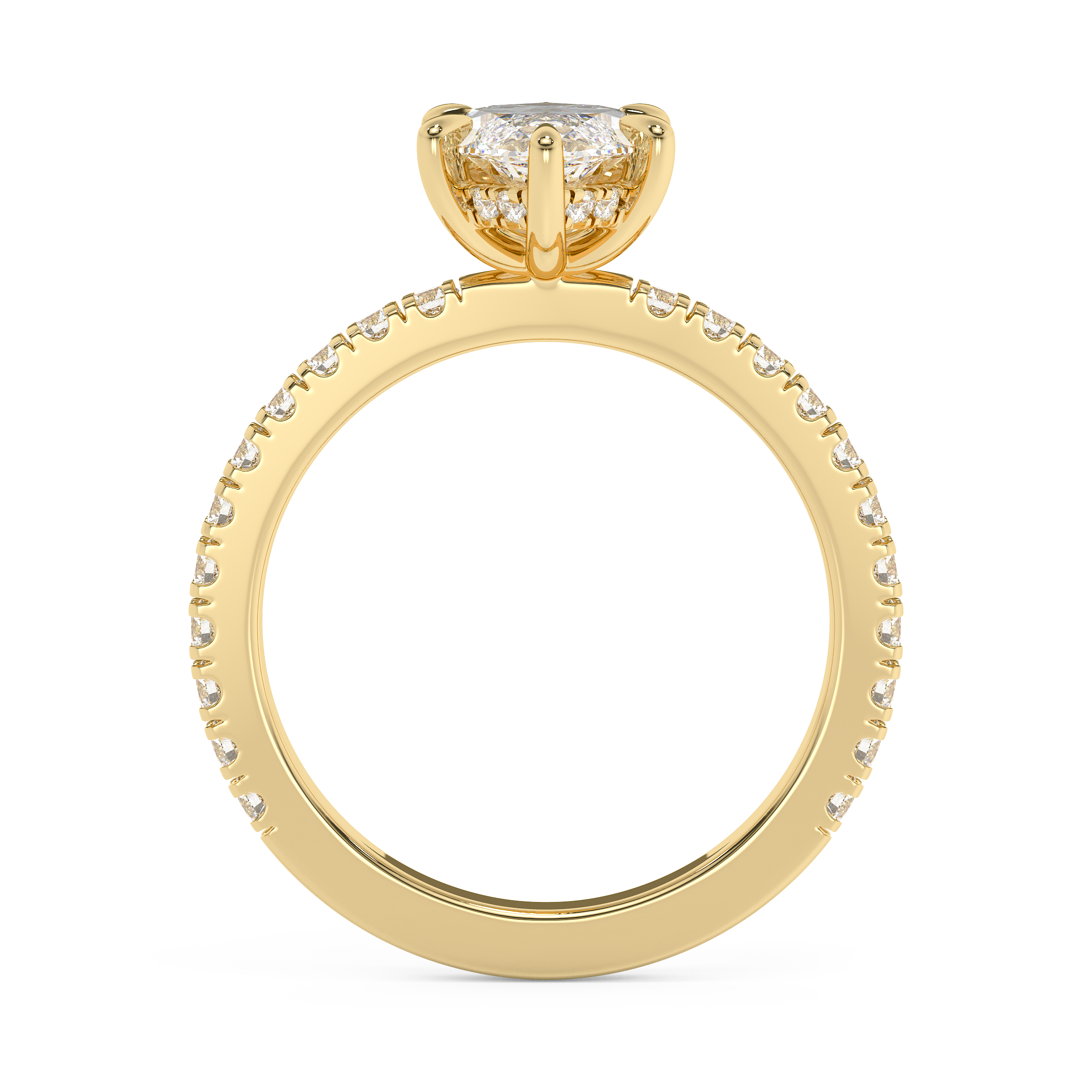 Marquise Hidden Halo & Pave Lab Grown Diamond Engagement Ring