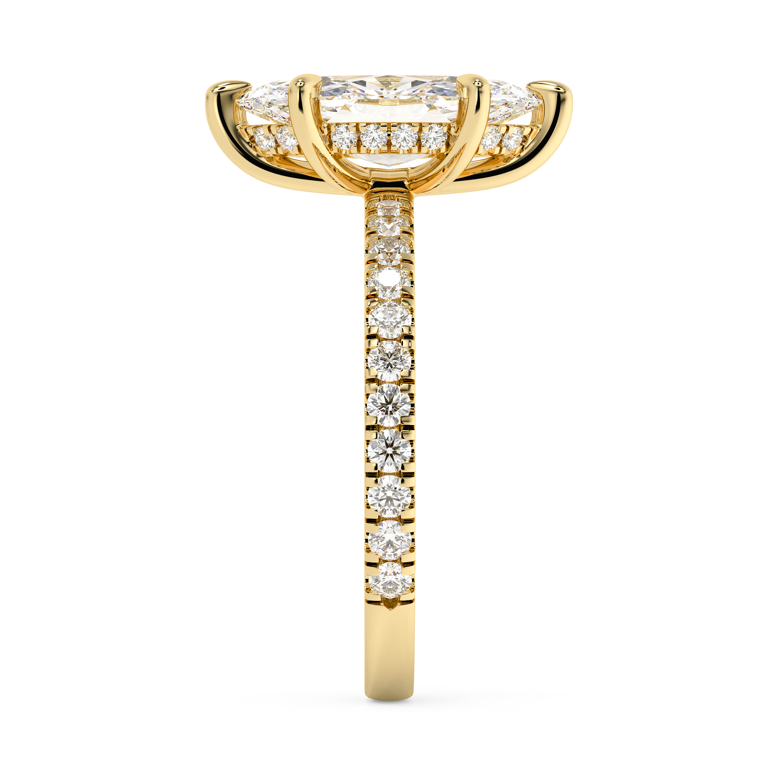 Marquise Hidden Halo & Pave Lab Grown Diamond Engagement Ring