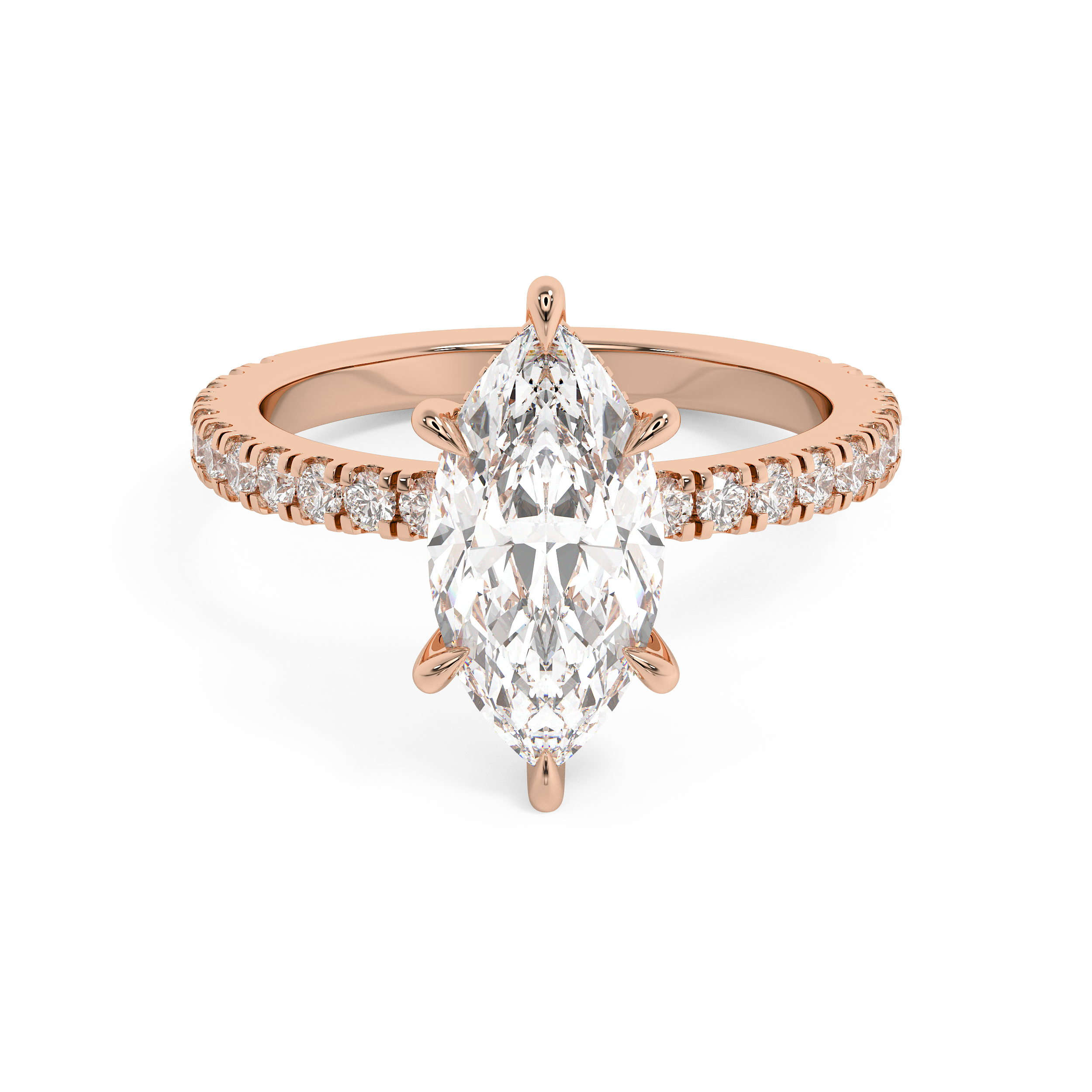 Marquise Hidden Halo & Pave Lab Grown Diamond Engagement Ring