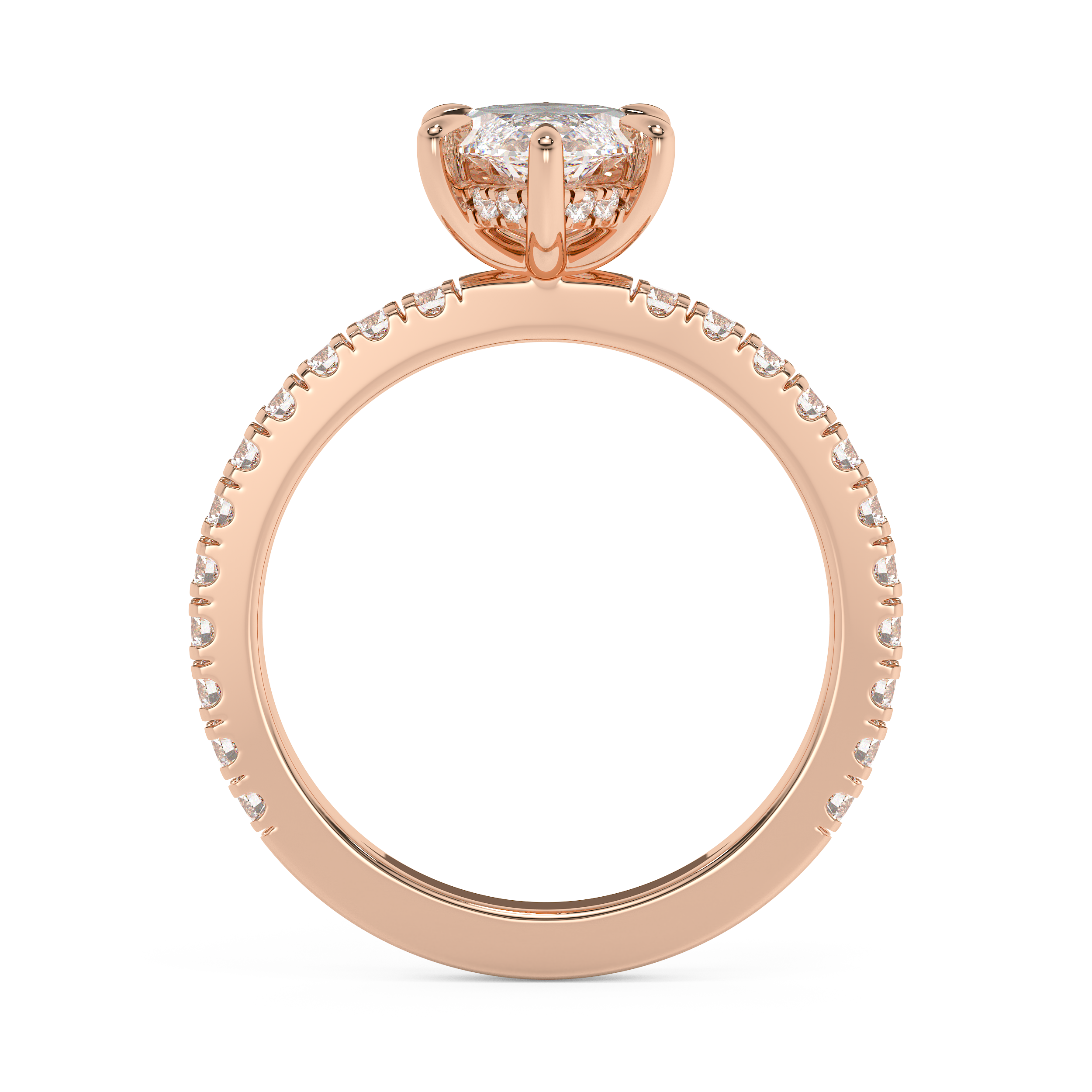 Marquise Hidden Halo & Pave Lab Grown Diamond Engagement Ring
