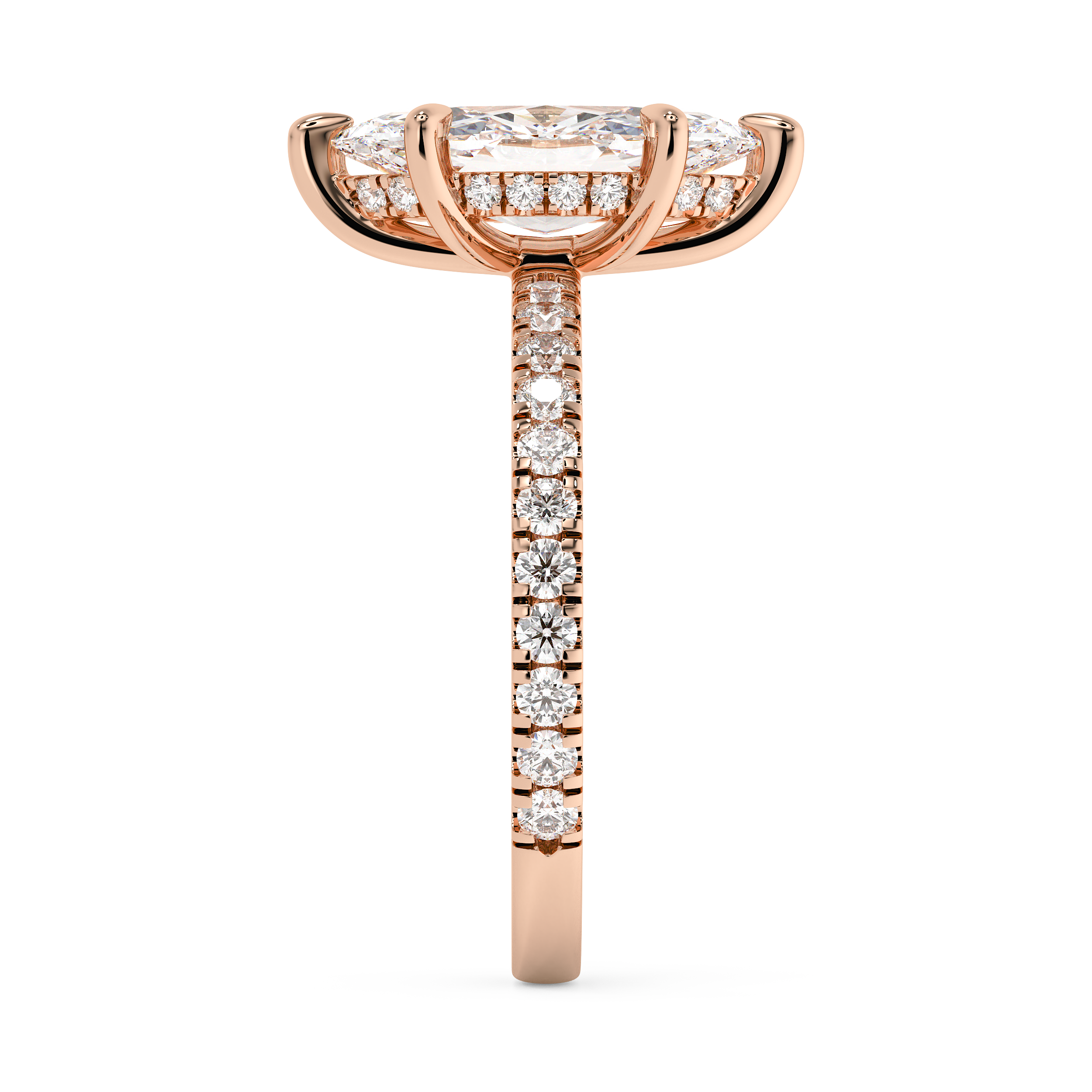 Marquise Hidden Halo & Pave Lab Grown Diamond Engagement Ring