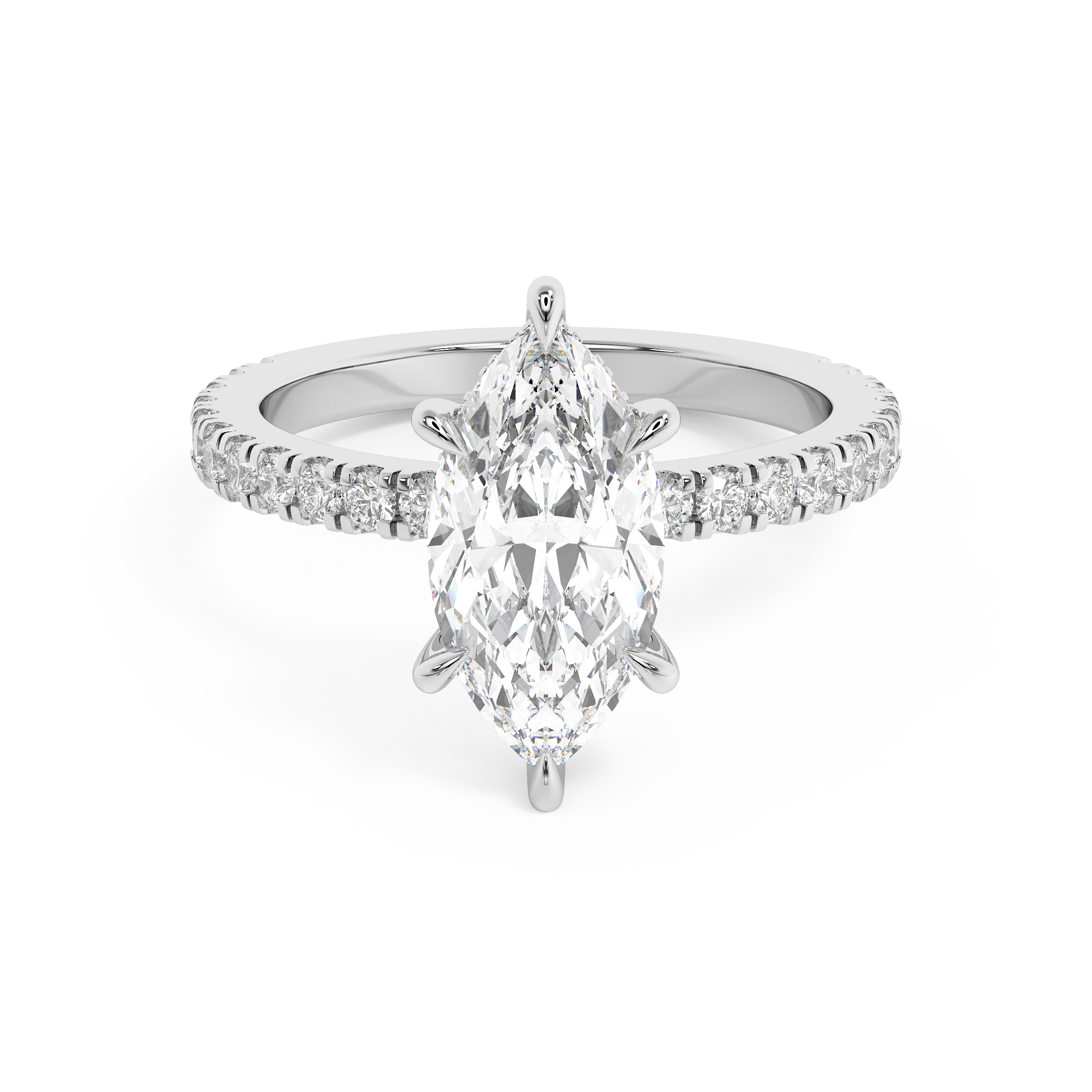 Marquise Hidden Halo & Pave Lab Grown Diamond Engagement Ring